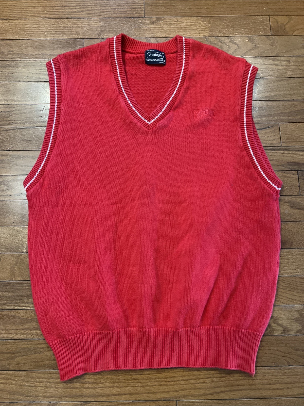 Vintage Wendy’s Vantage Custom Classics Red Sweater Vest Mens Large USA Made