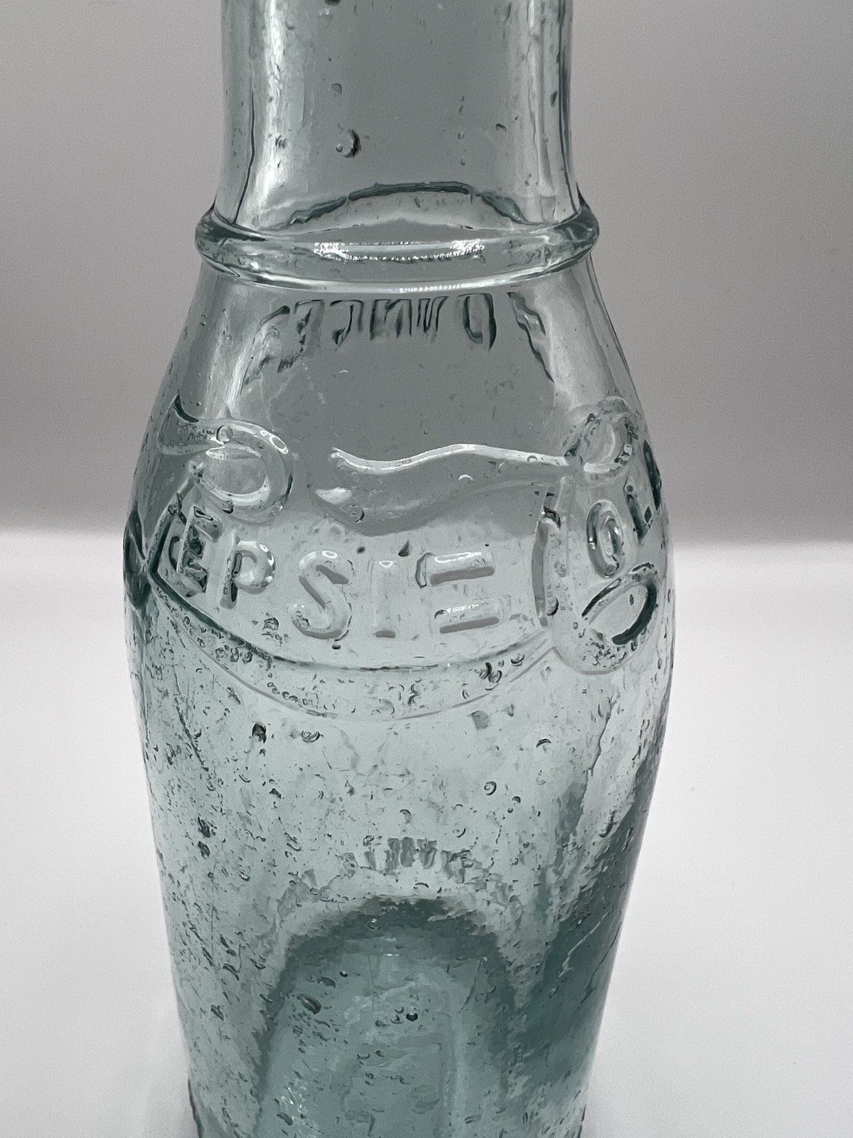 1917 Greenville NC Shoulder Script Straight Side Pepsi Cola Bottle (Aqua Blue)