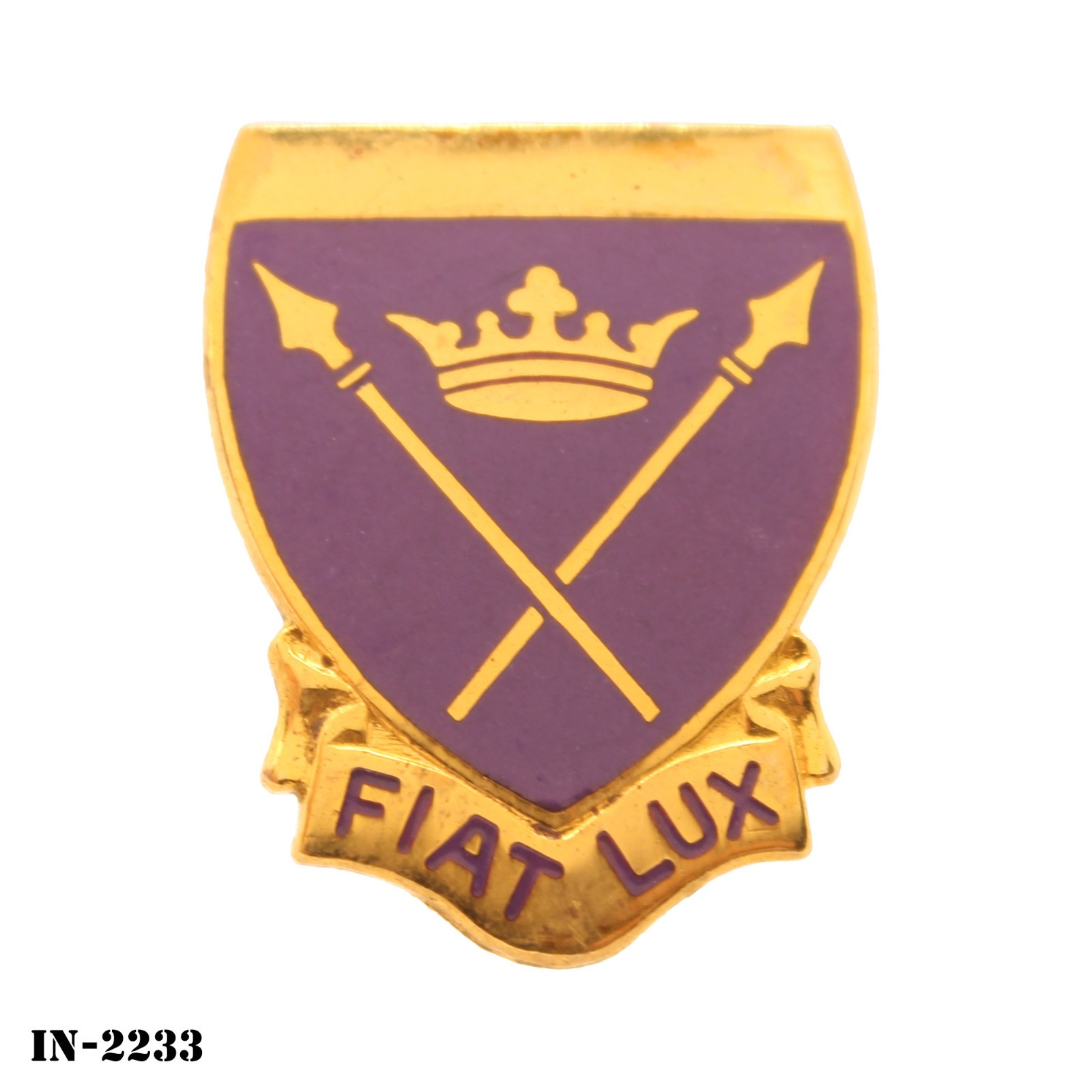 Alfred University ~ Fiat Lux ~ US Army ROTC DUI Crest Pin ~ NS Meyer ~ USA ~ NEW