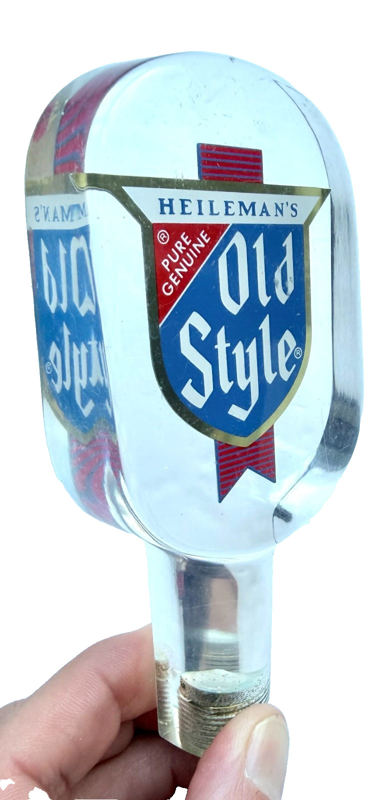 VINTAGE - HEILEMAN'S - OLD STYLE - ACRYLIC - BEER TAP HANDLE - 5 1/2