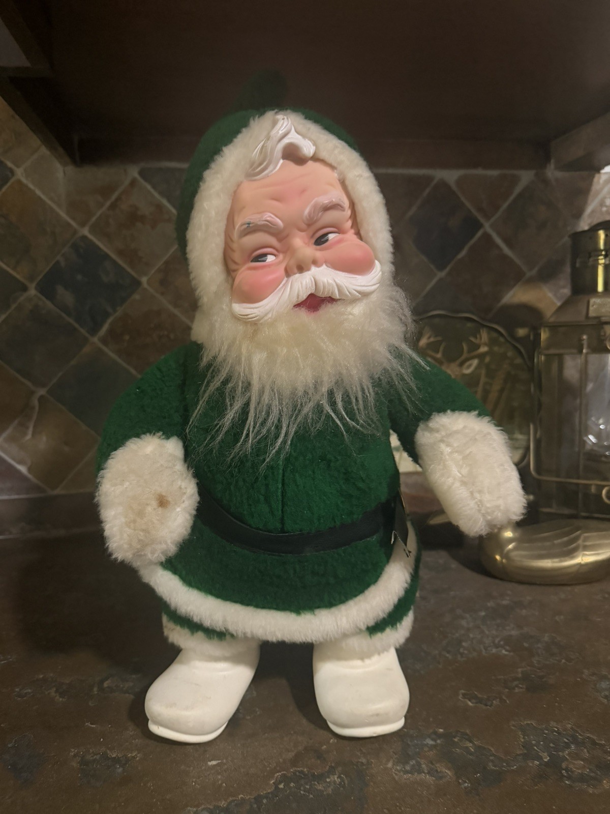 Rushton Co Dark Green Santa Claus Plush Very Rare 1950s