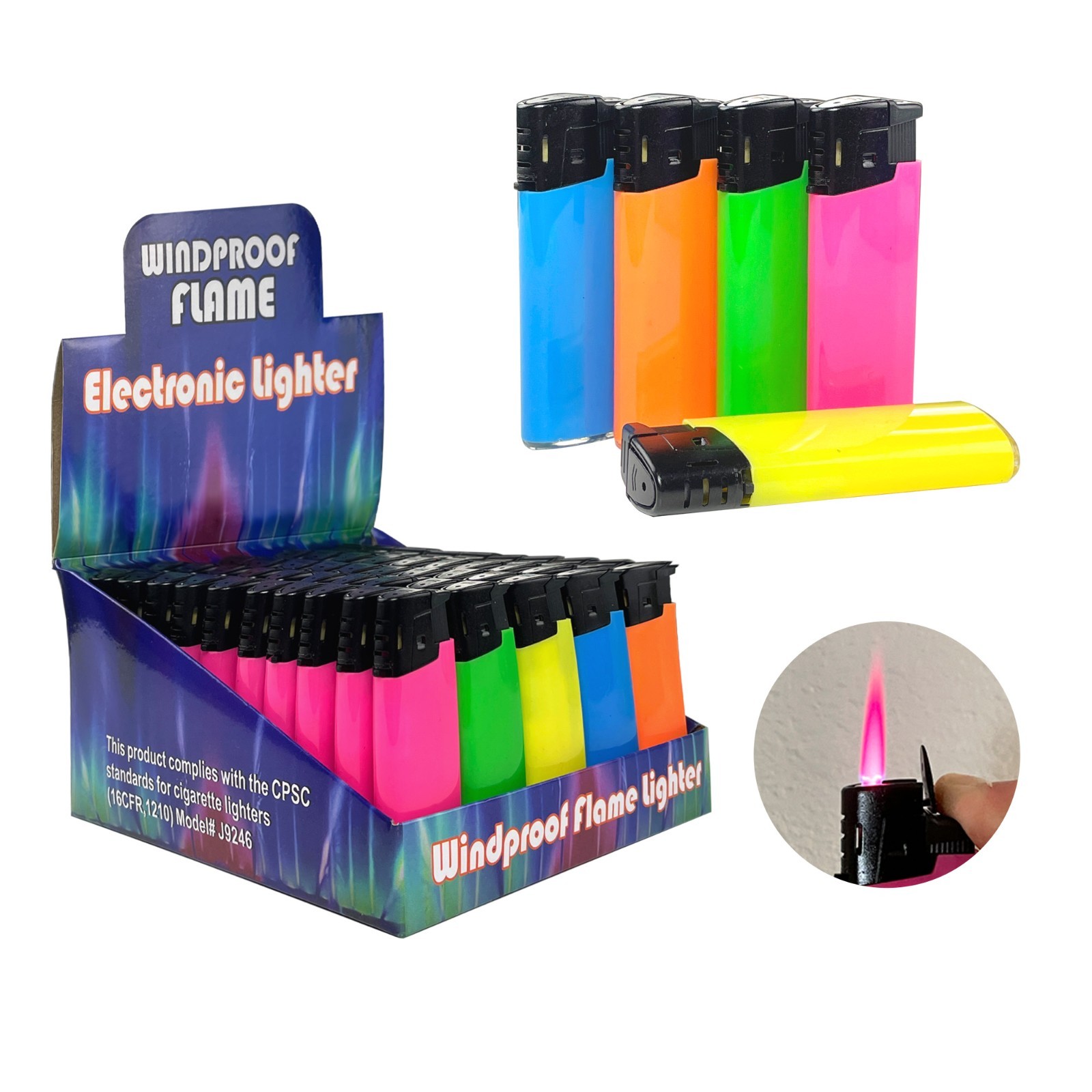 50 PACK Refillable Classic Cigarette Torch Lighters Solid Neon Color 50 PACK Refillable Classic Cigarette Torch Lighters Solid Neon Color