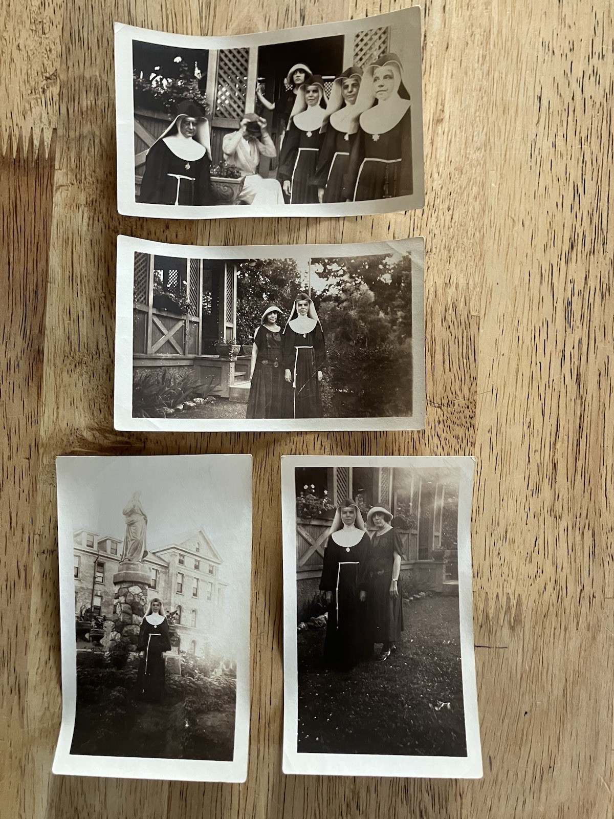 Vtg 1920’s CATHOLIC NUNS In HABITS Photo Snapshots Outdoors St Marys Academy WI