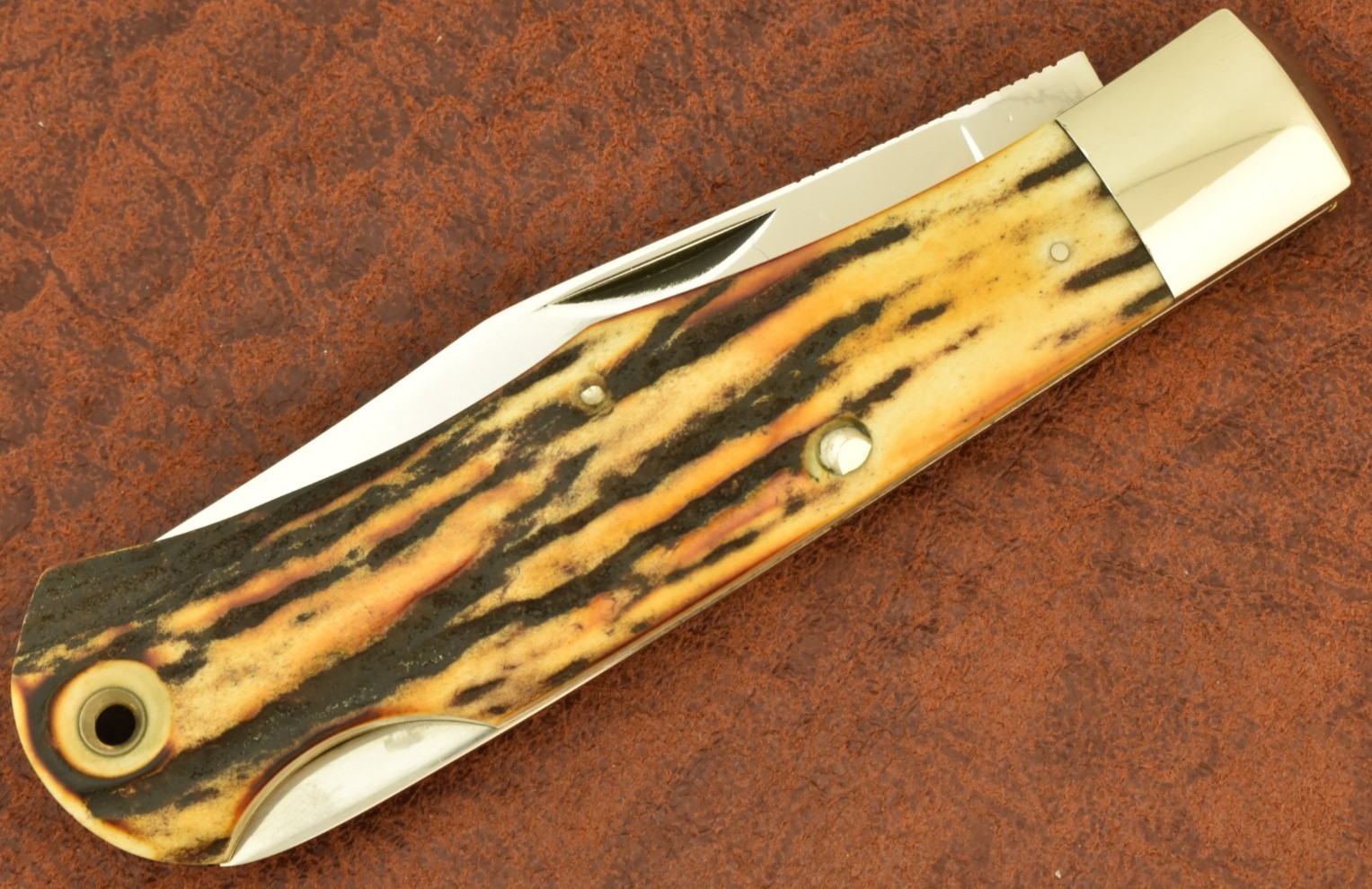 VINATGE AURUM USA HARLEY DAVIDSON AWESOME STAG HUGE BULLET TRAPPER KNIFE (36384)