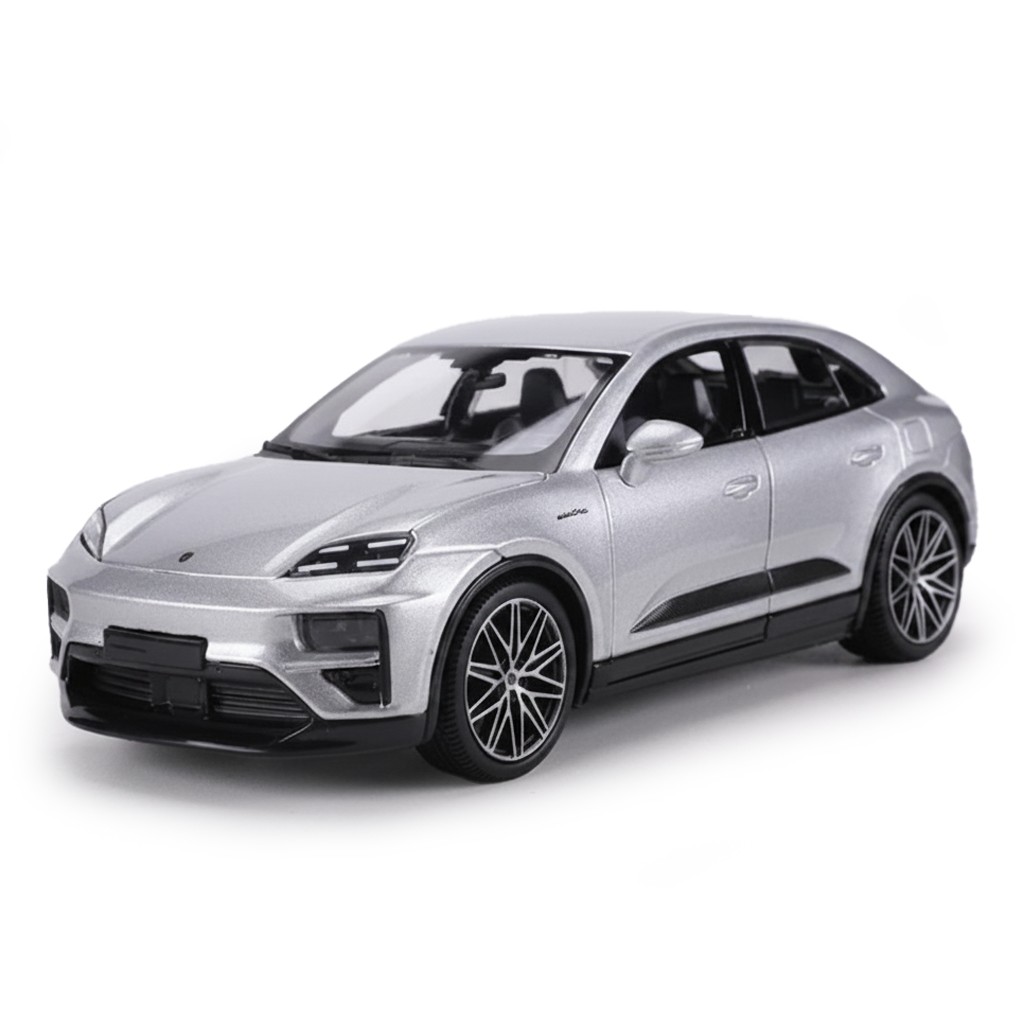 1:24 Alloy Car Model Diecast Porsche Macan Turbo Electric Silver Collectible