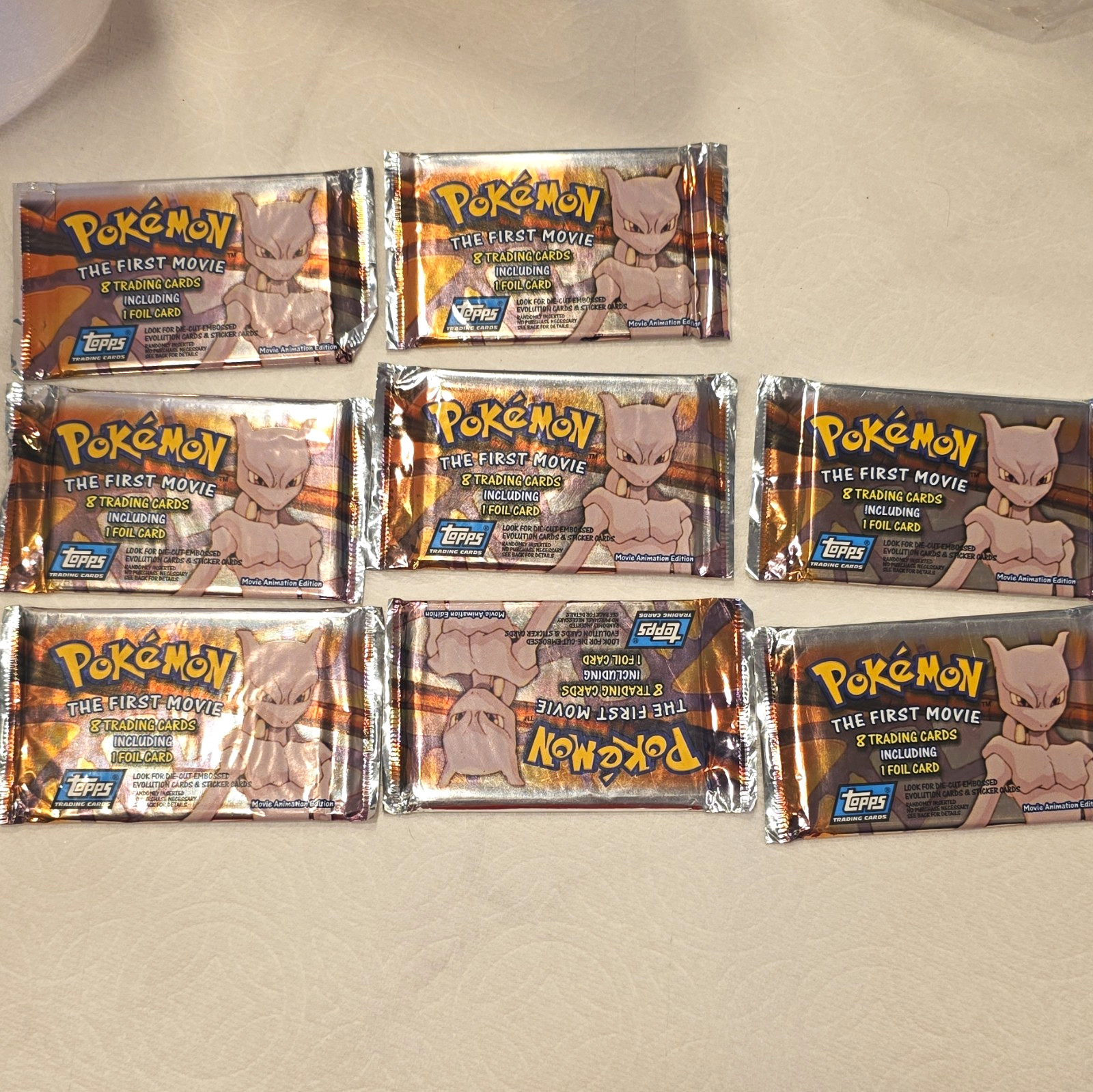 Topps Pokémon The First Movie 1999 8 Sealed Packs 8 Cards Each Foil Mewtwo