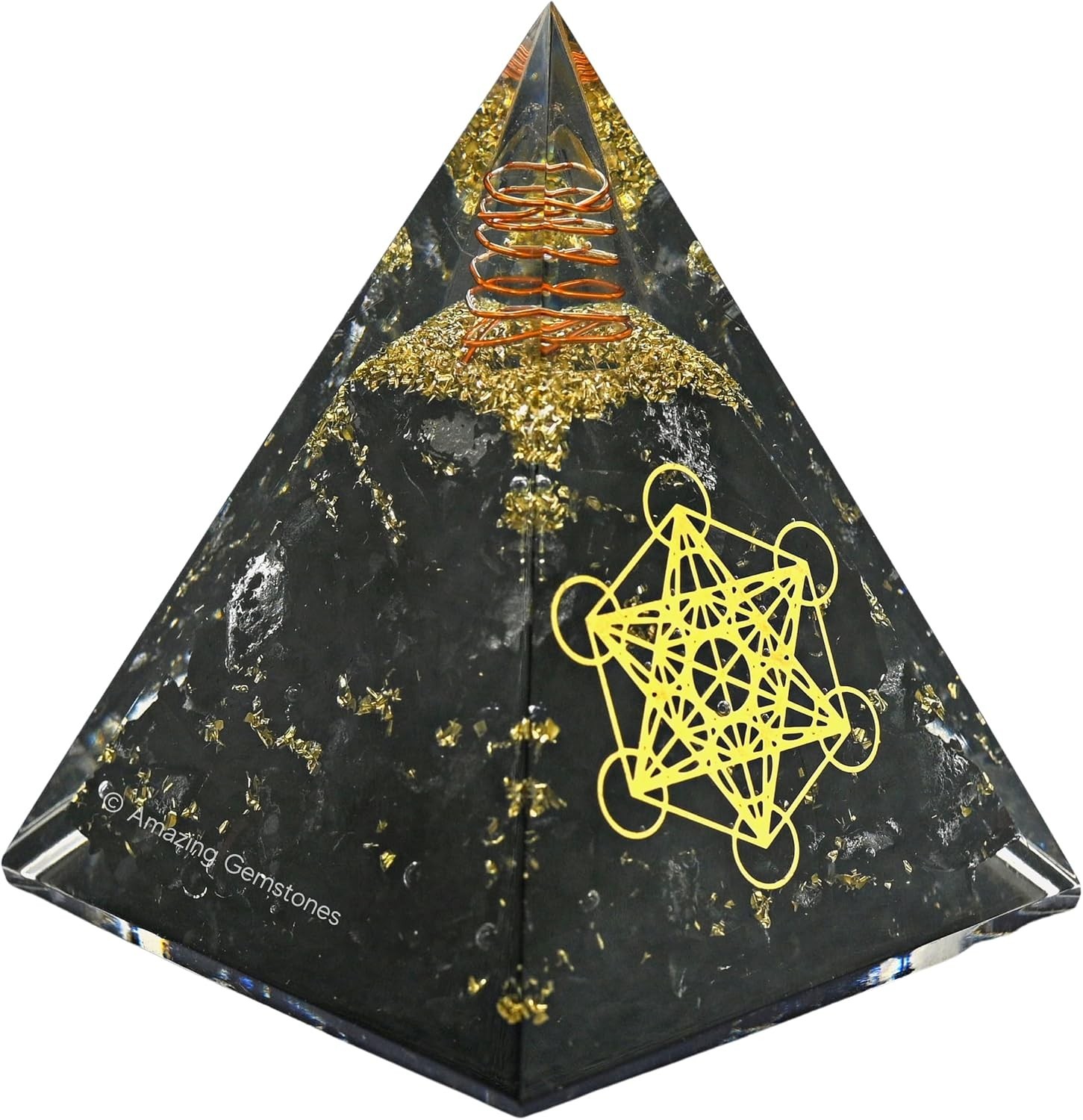 Amazing Gemstone Organite Orgone Pyramid Extra Large 105 MM - Metatron Cube Orgo Amazing Gemstone Organite Orgone Pyramid Extra Large 105 MM - Metatron Cube Orgo