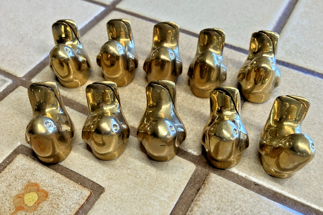 SOLID BRASS SET OF 10 BIRD songbird 1