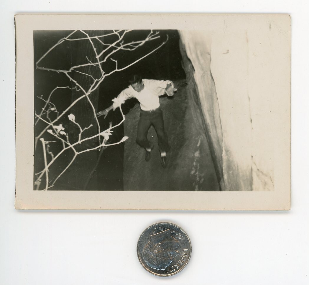 Vintage 1940's photo / FLEEING GHOST HUNTER Left Behind His Camera & Best Buddy