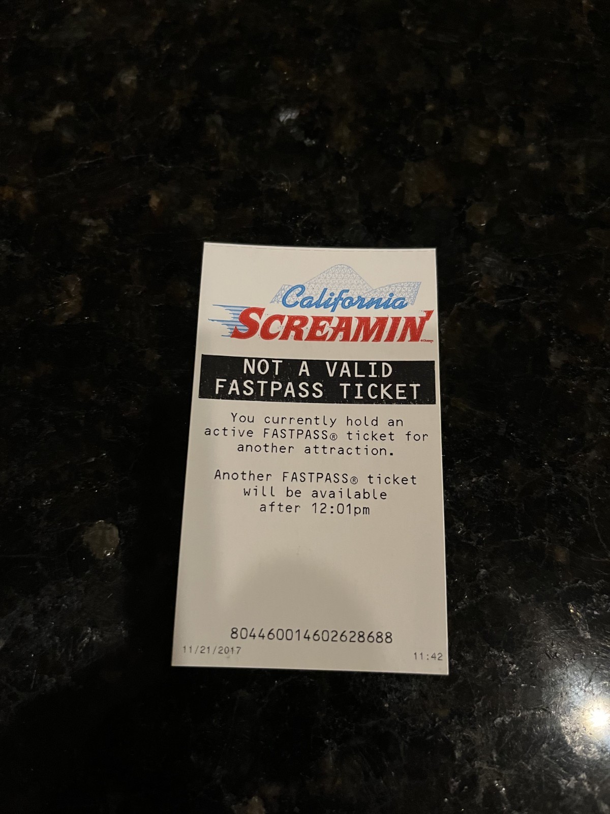 CALIFORNIA SCREAMIN' DISNEYLAND CALIFORNIA ADVENTURE FAST PASS RETIRED NOT VALID