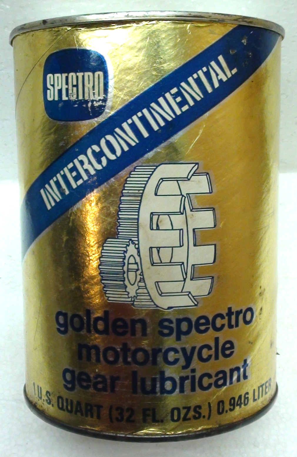 Vintage Intercontinental Golden Spectro Motorcycle Gear Lubricant 1 quart Can