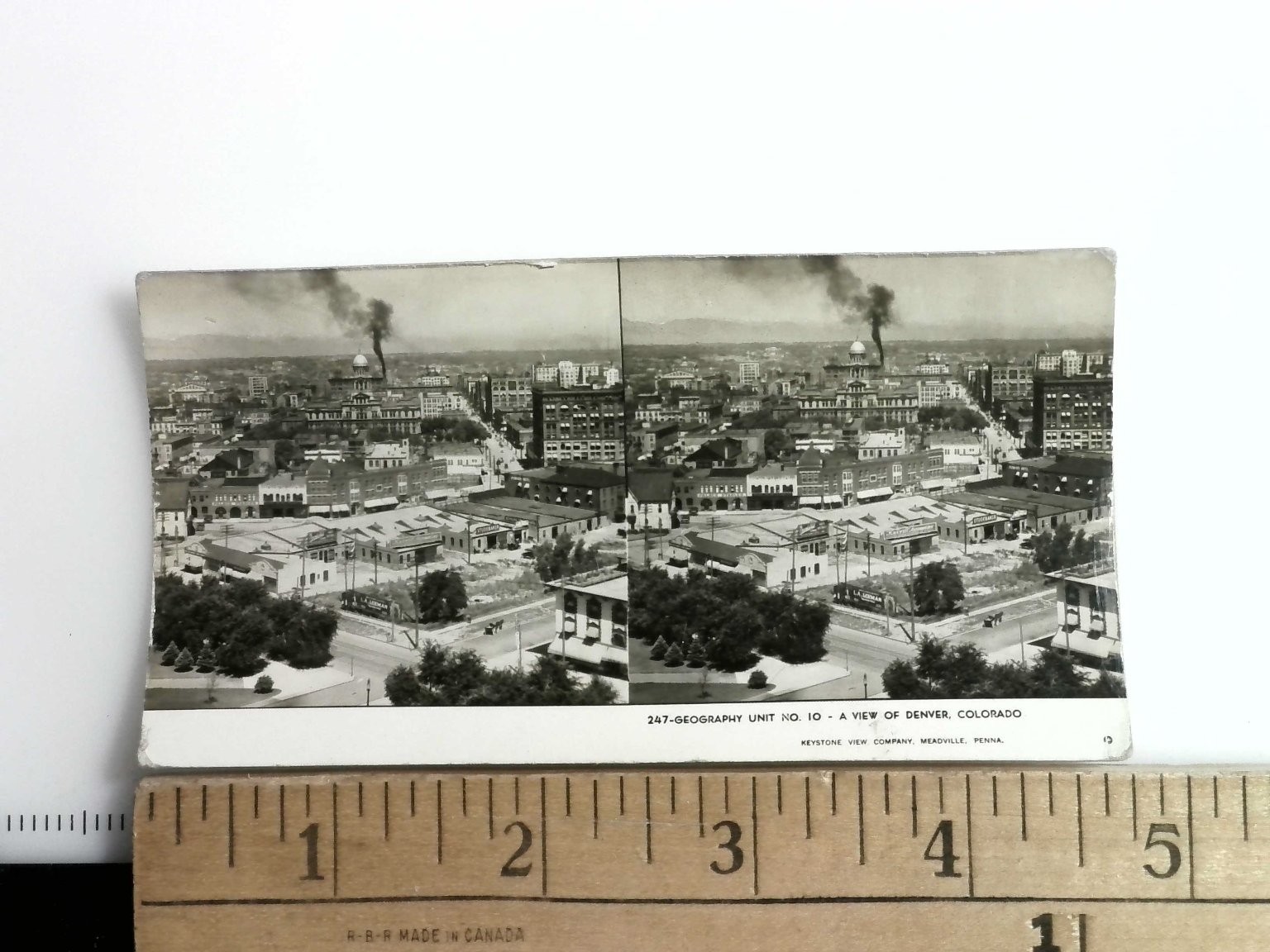 Denver Colorado Stereoview Keystone View Co. 1933 Cityscape Flat Mount