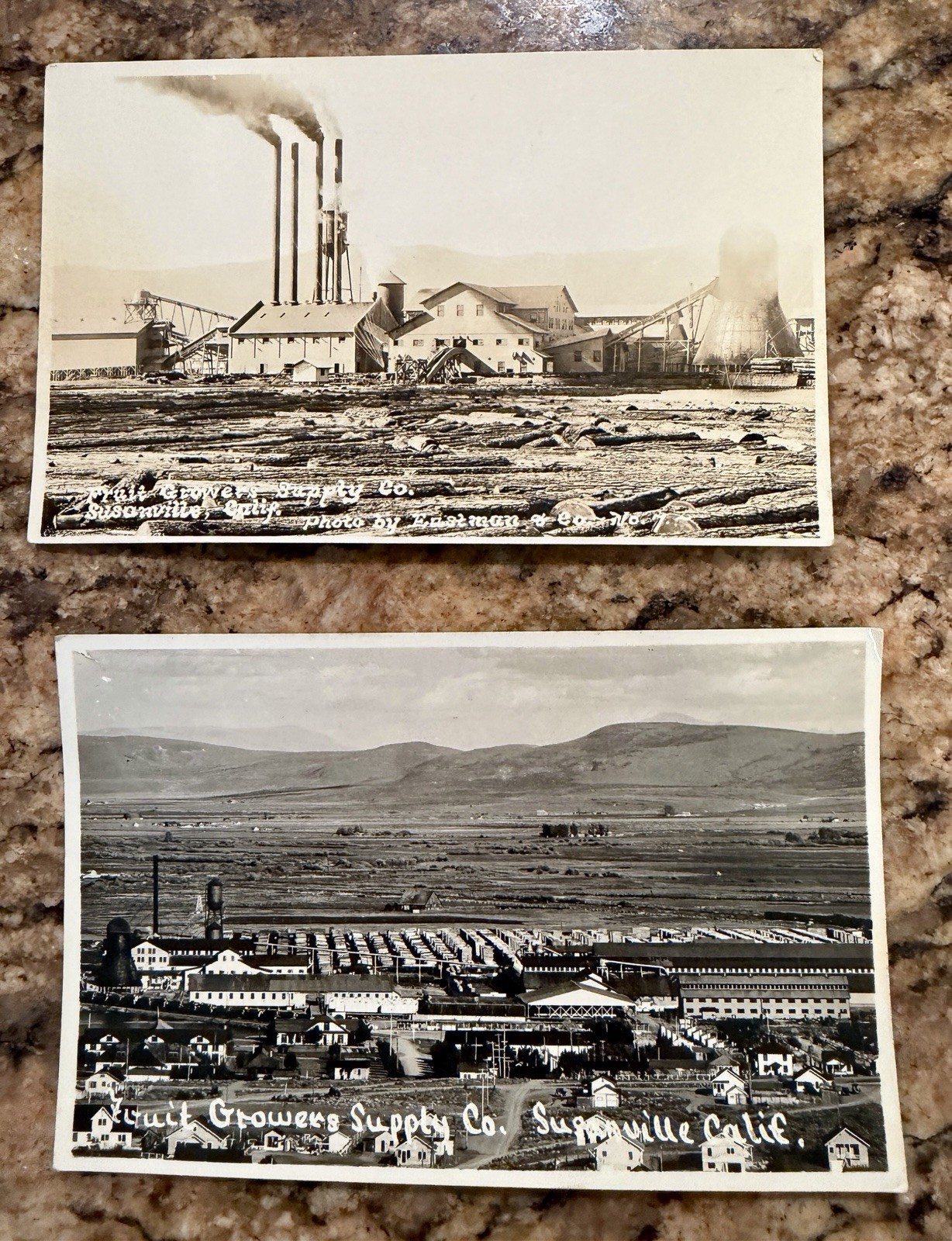 2 Antq RPPC Postcard Eastman & Co Fruit Growers Supply Susanville Calif Lassen