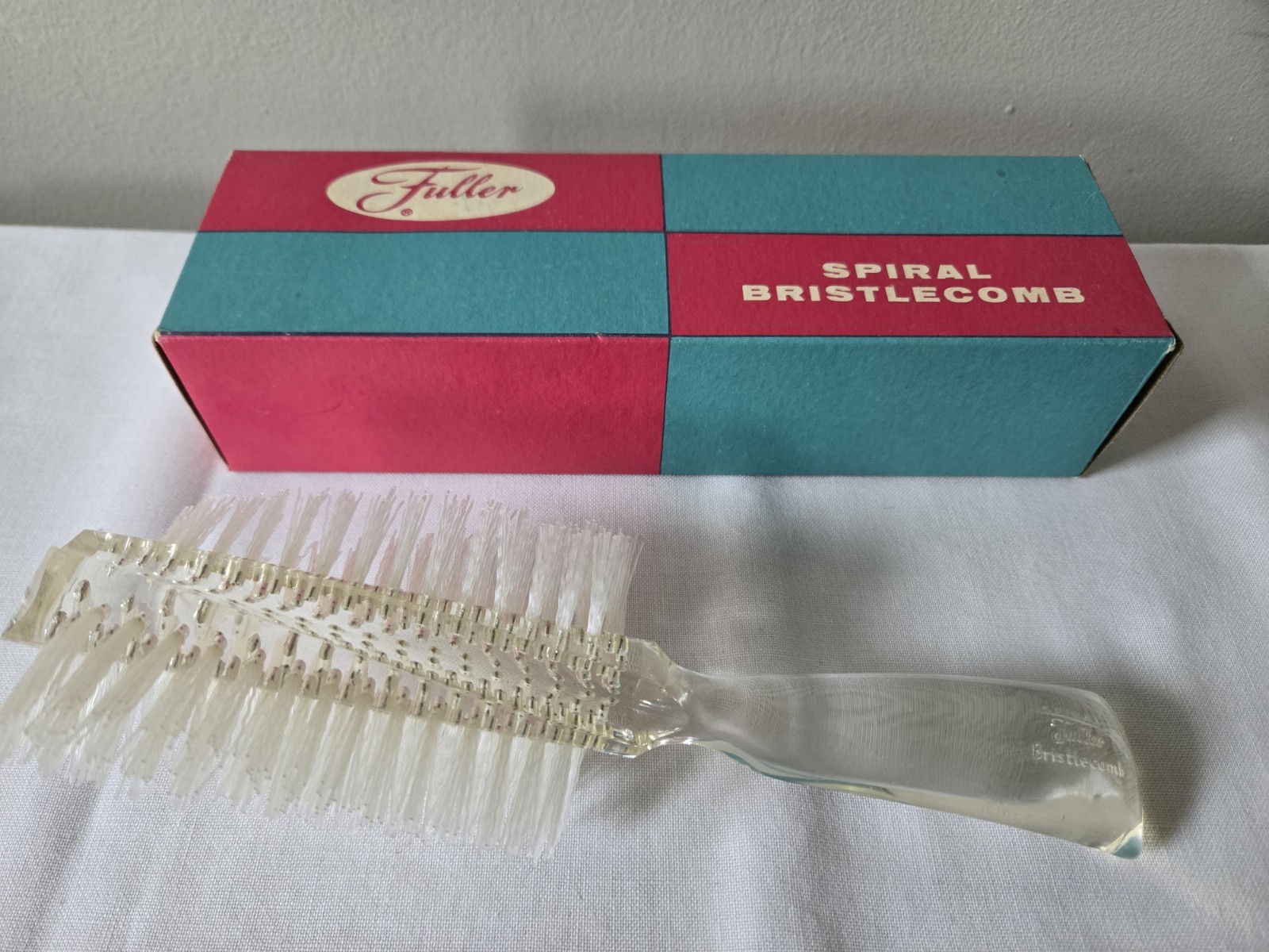 Vintage FULLER LUCITE HAIR BRUSH Spiral Bristlecomb  Nylon Bristles - NOS Flawed