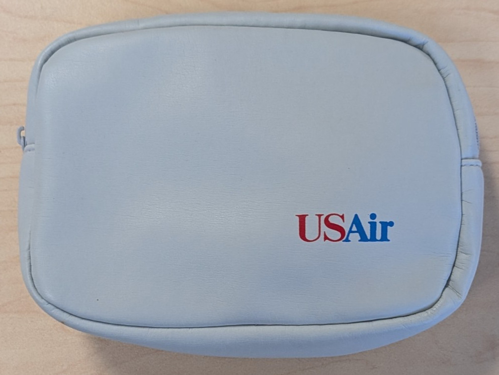 Vintage USAir Amenity Kit Grey Travel Toiletry Bag Grooming Set