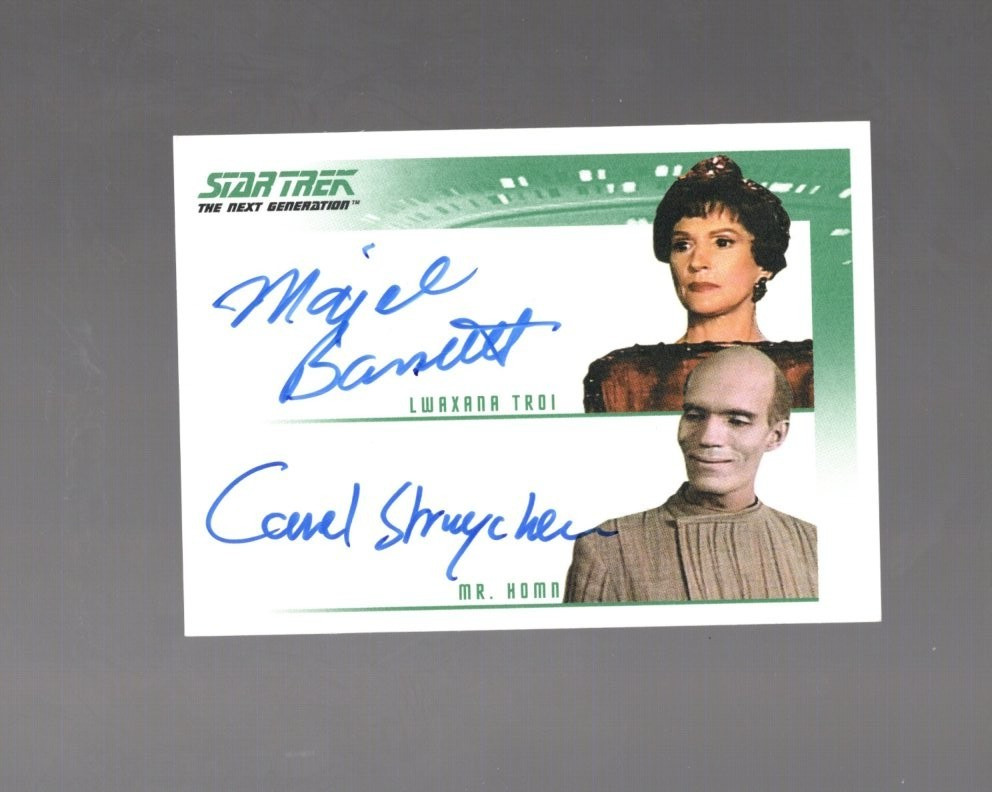 2005 STAR TREK TNG QUOTABLE MAJEL BARRETT & CAREL STRUYCKEN DUAL AUTOGRAPH