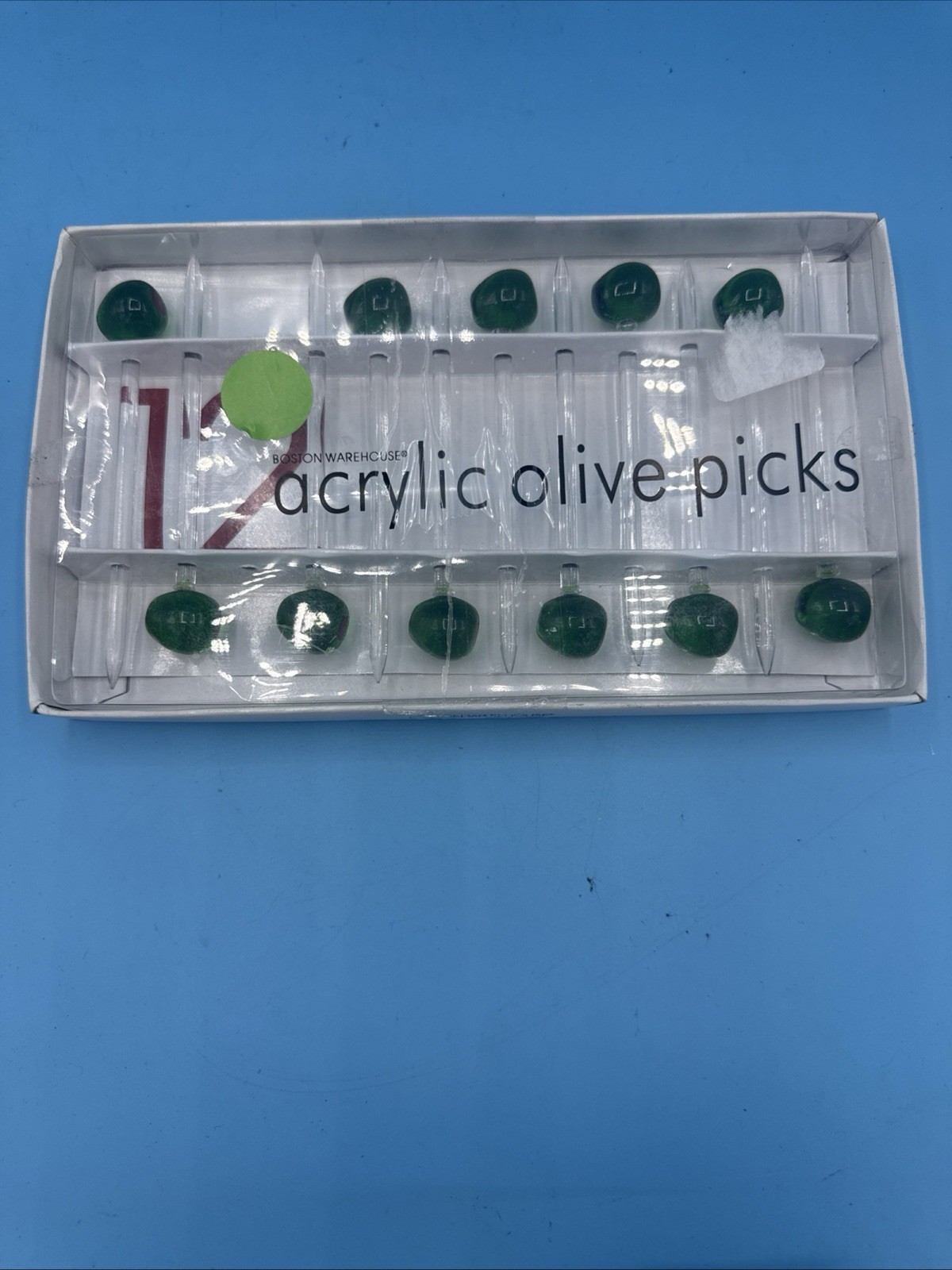 Vintage Glass Olive Cocktail Or Martini Picks MCM Style With Pimentos Set Of 11