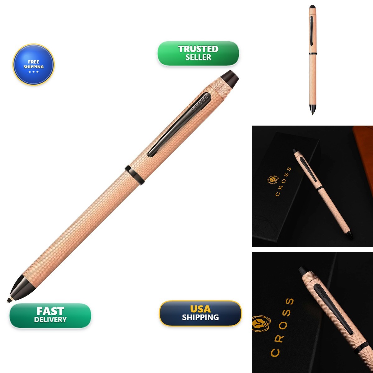 Cross Tech3+ Multi-Function Pen Stylus Pencil - Brushed Rose Gold