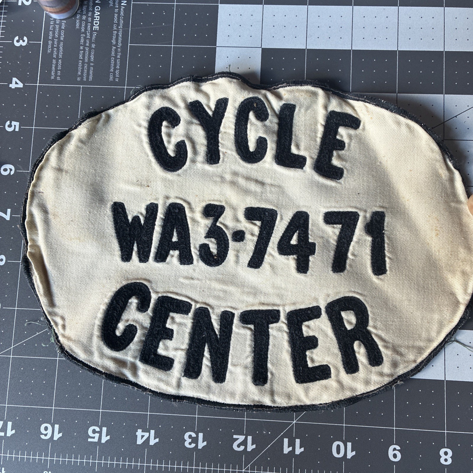 Vintage 1950s 60s CYCLE CENTER WA3-7471 Large Chenille Dealer Jacket Back Patch