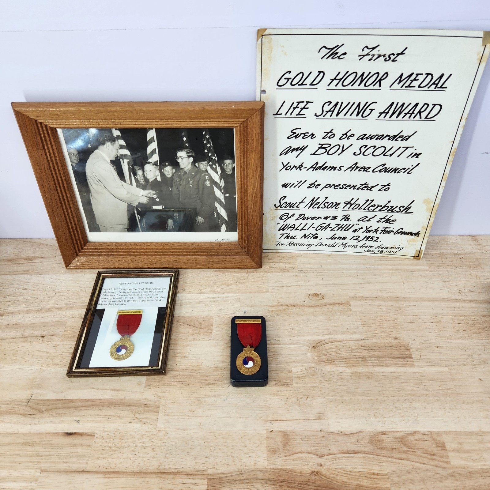 Vintage 1952 Boy Scouts Of America 10K Gold Honor Medal For Life Saving