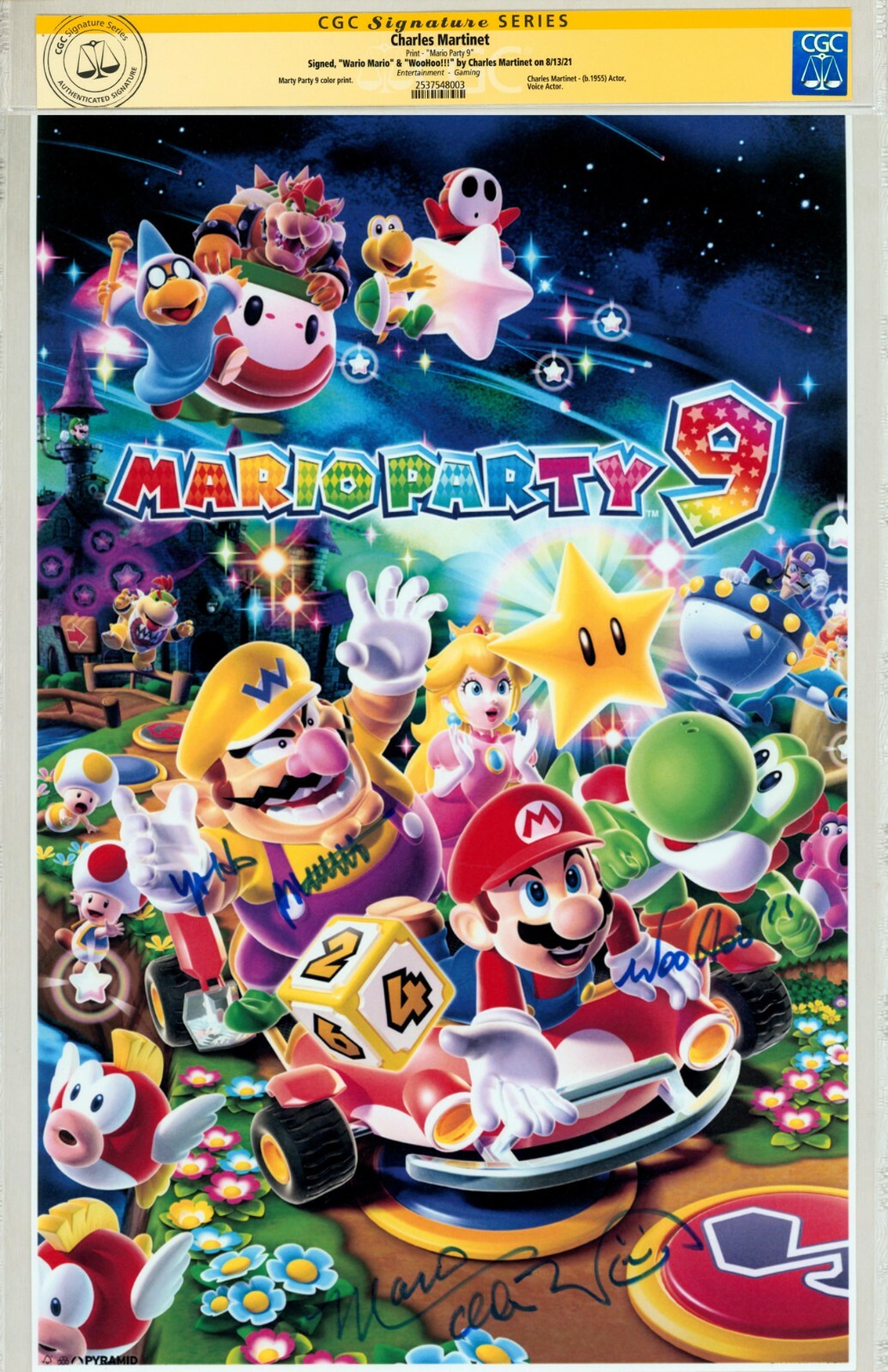 Charles Martinet SIGNED CGC SS Mario Party 9 Bros. Nintendo Video Game Art Print