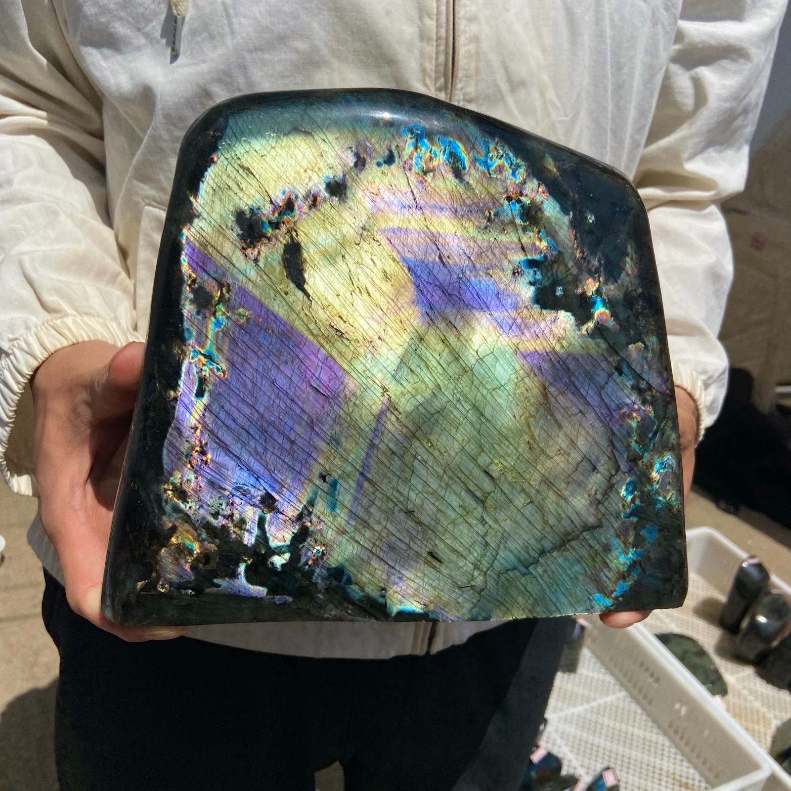 20.7lb Natural Flash Labradorite Quartz Crystal rough Mineral Healing