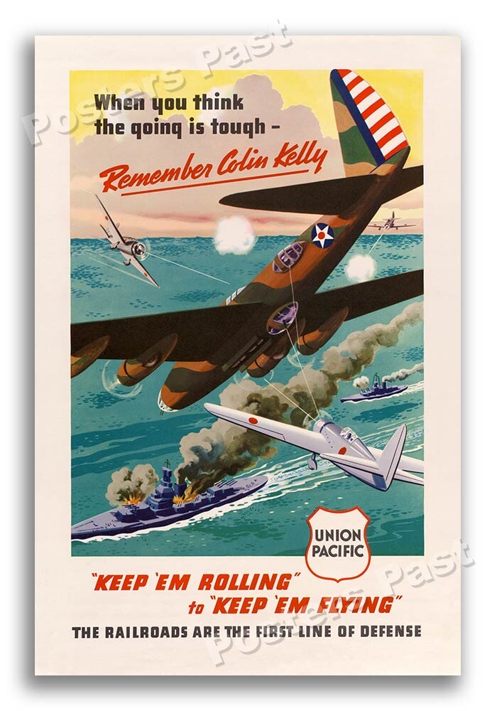 “Remember Colin Kelly” 1942 Vintage Style WW2 War Poster - 16x24
