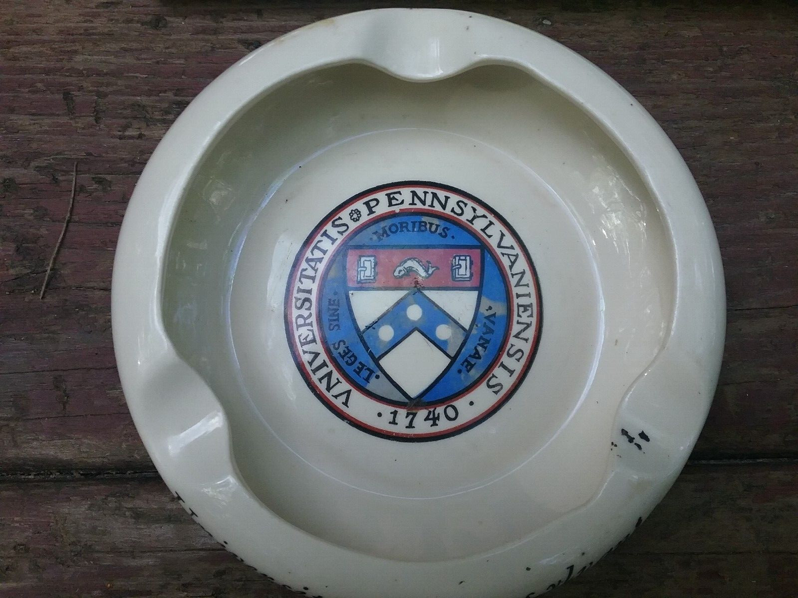 Vintage University of Pennsylvania Ceramic Ashtray.  5 1/2 inches. HTF Rare VGC