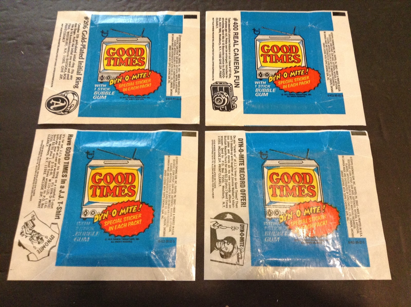 1975 Topps Good Times Set of all 4 Wrapper Variations -Excellent Sku1