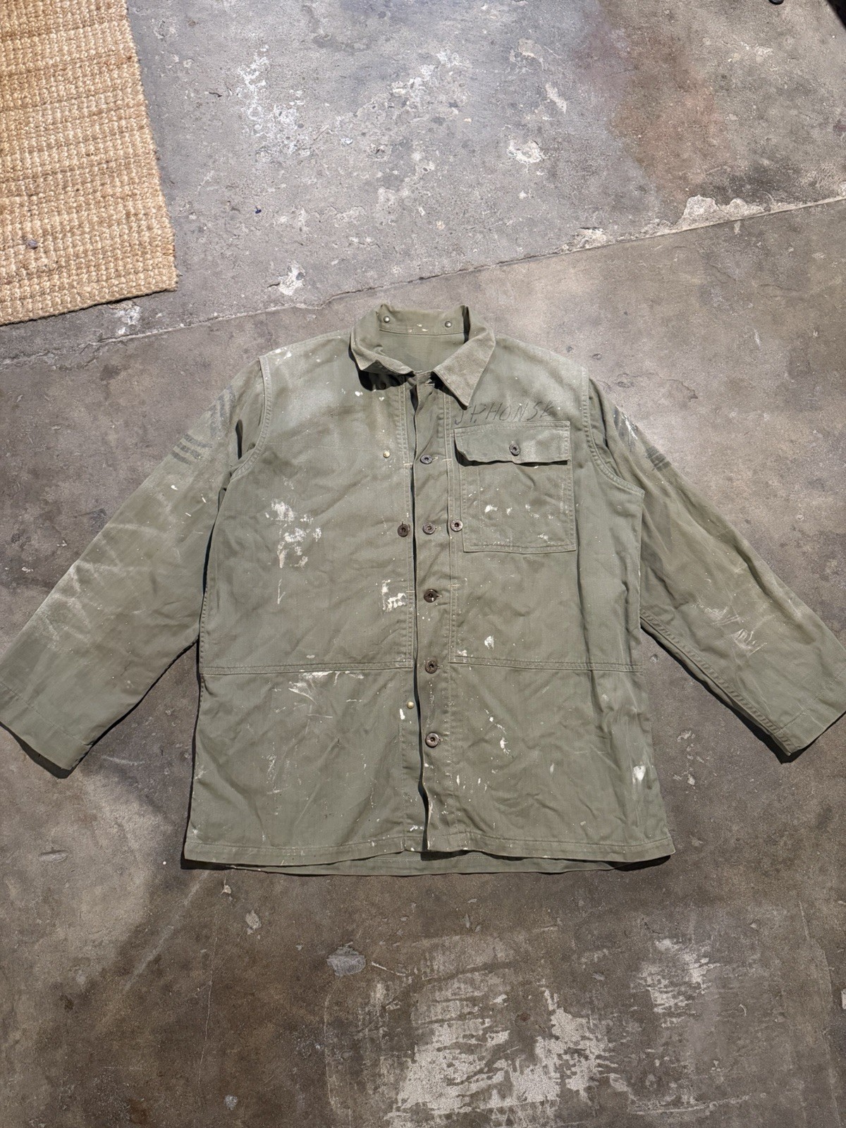 WWII USMC P44 HBT Jacket Fatigue Uniform 1940s Marine Corps Vintage Shirt Combat