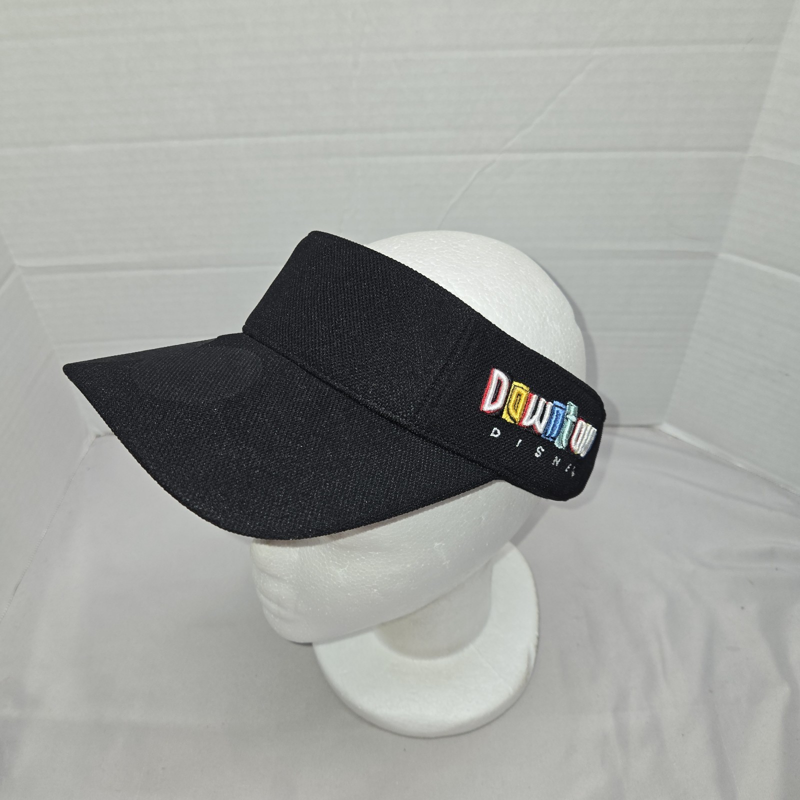 Downtown Disney Visor Euc Black Adjustable Strapback Disney Tag