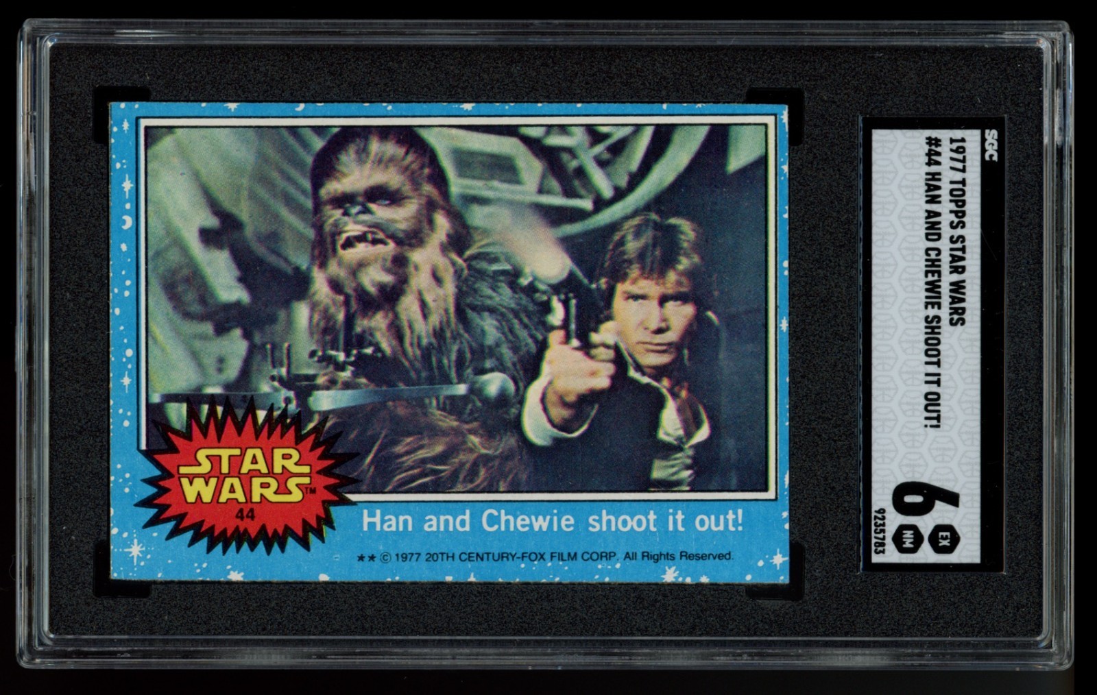 1977 Topps Star Wars #44 - Han and Chewie shoot it out - SGC 6