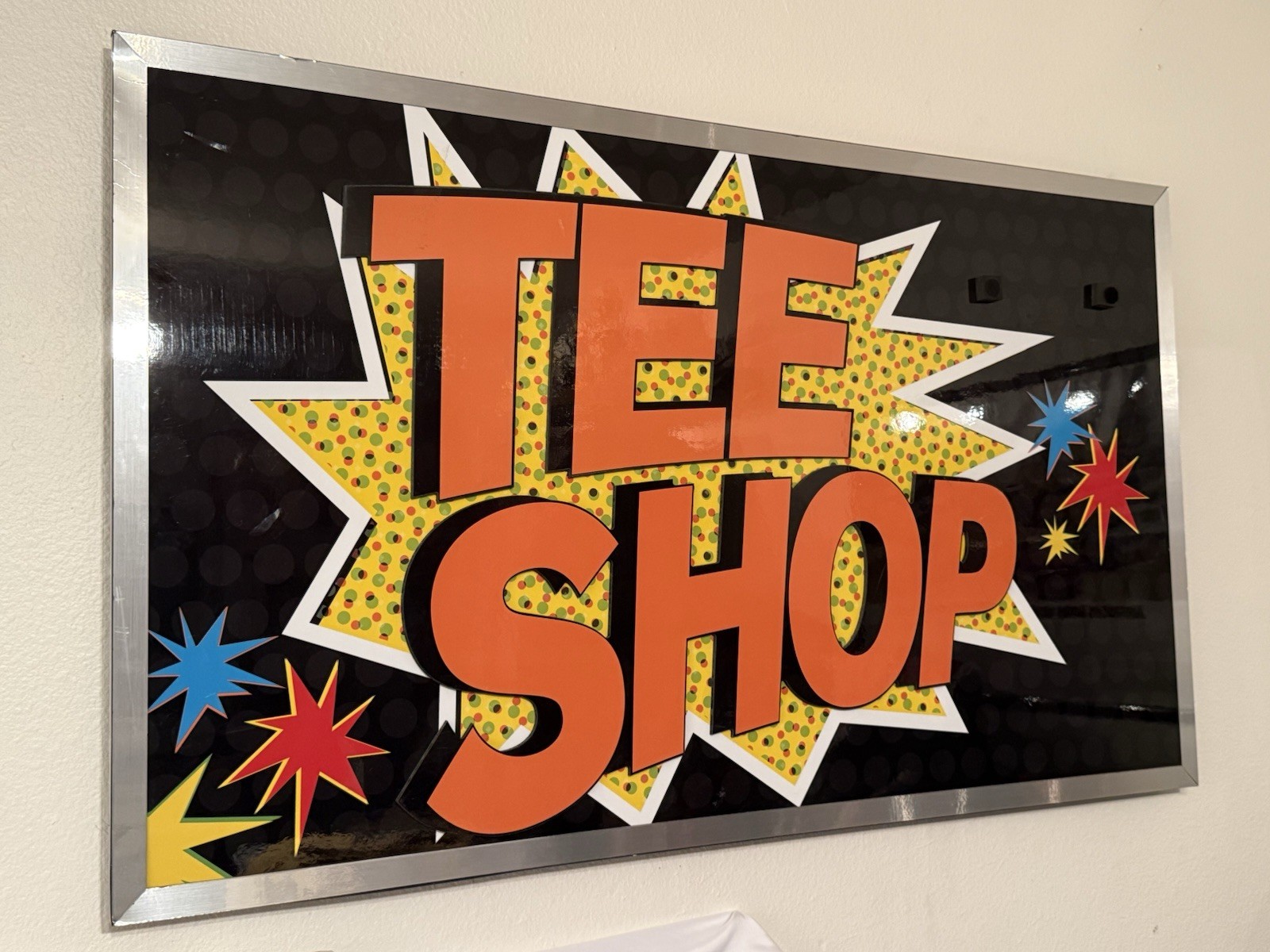 Vintage 1980s Large Tee Shop Clothing Sign Advertisement 47x28 Quality Rare