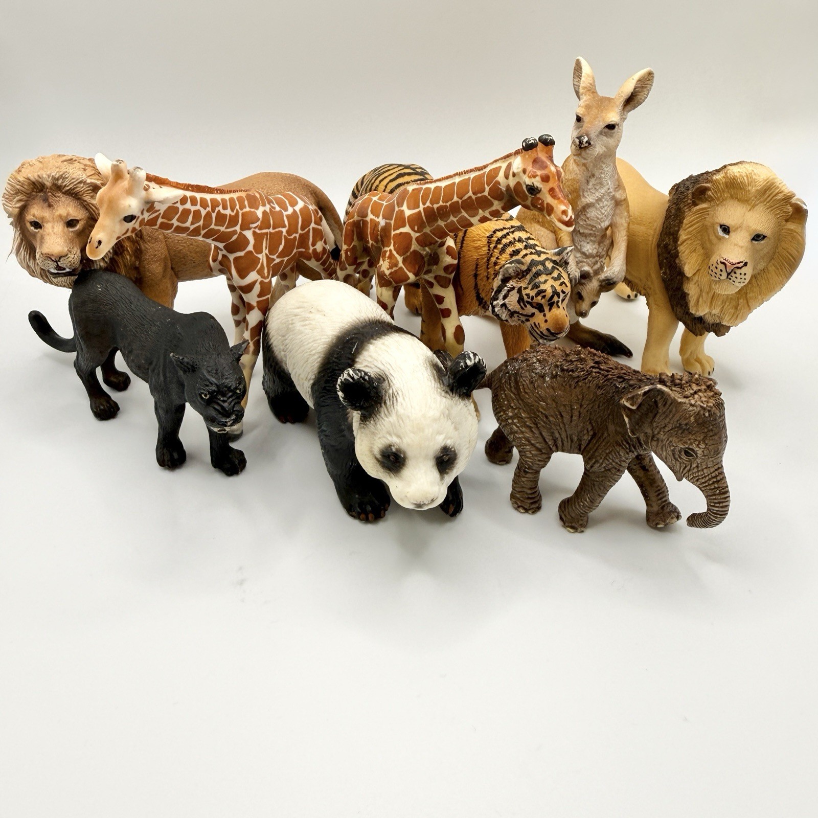 Vintage Schleich Retired Lot Lion Tiger Giraffe Panda Elephant Panther Kangaroo
