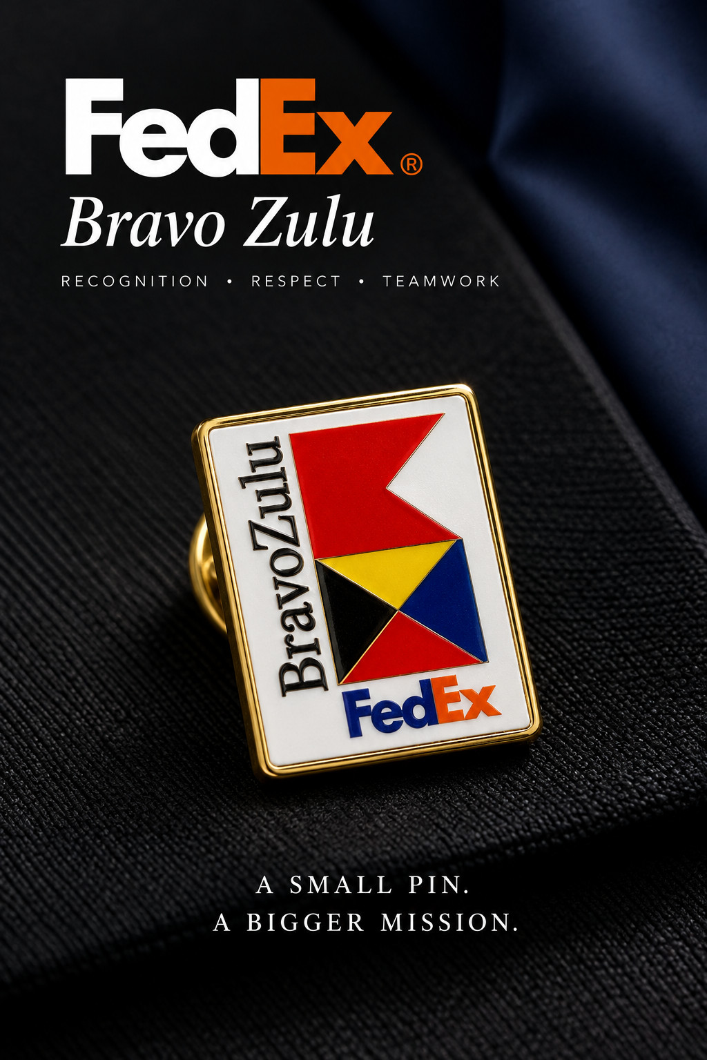 NEW FedEx - BZ BravoZulu Enamel Pin & 8x10 Certificate, Vintage & Retired