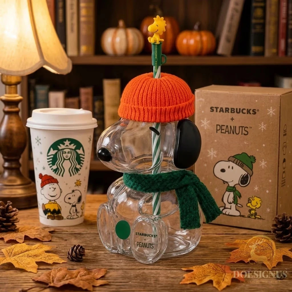 2026New Presale Starbucks x Peanuts Snoopy Glass Christmas Gift--Authentic