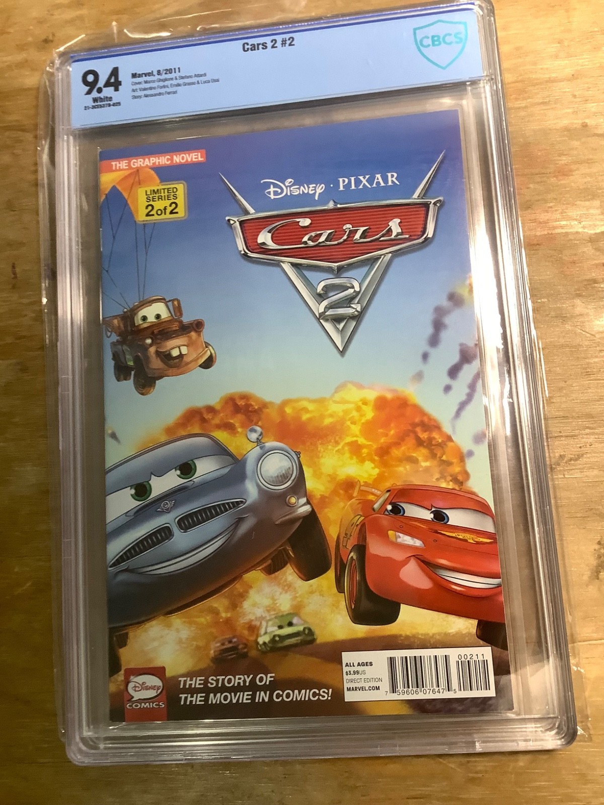 Disney Pixar Cars 2 #2  CBCS 9.4 limited series 2 of 2 Marvel Comics 8/11