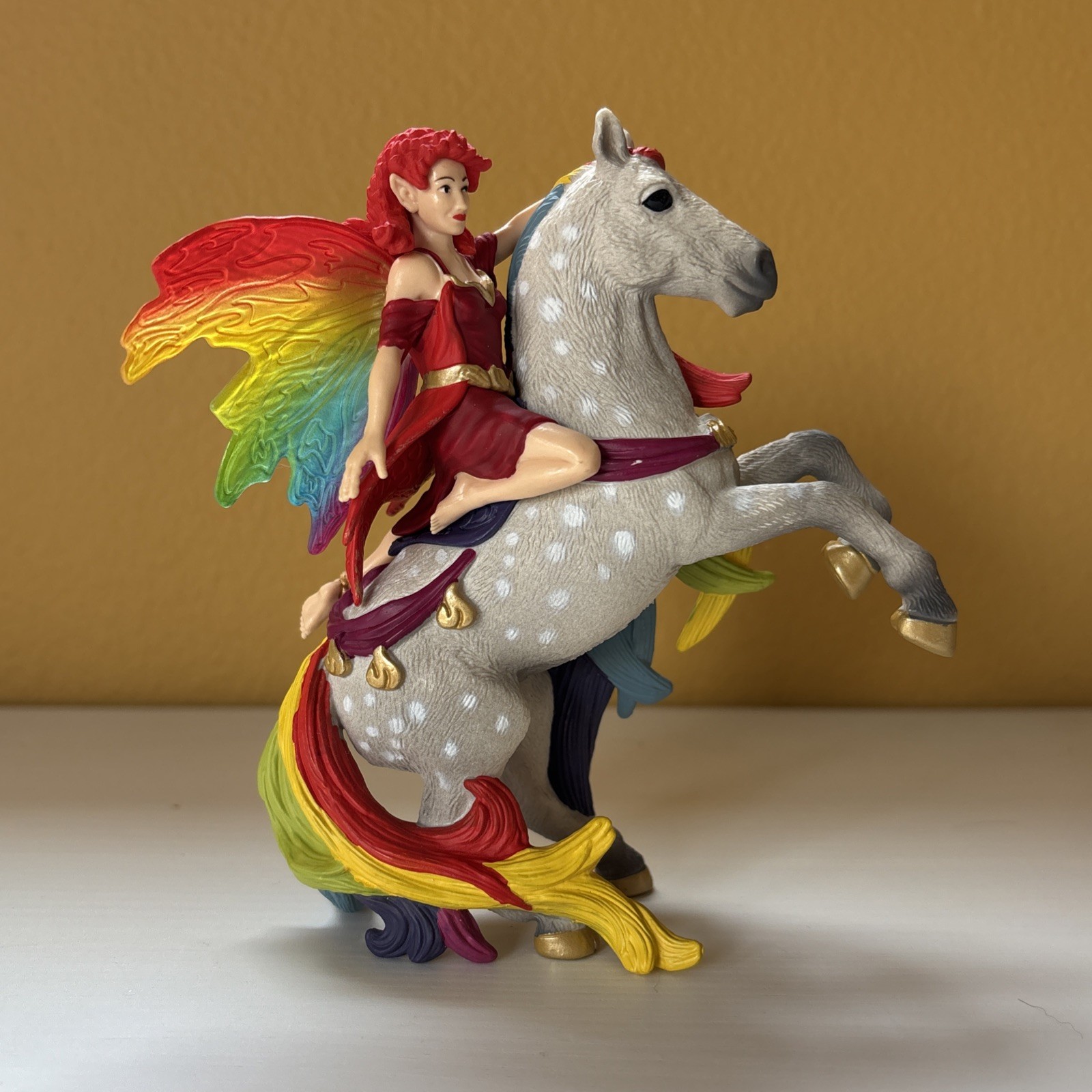 RETIRED Schleich Bayala 70483 Amisi Elf Fairy Riding Rainbow Horse