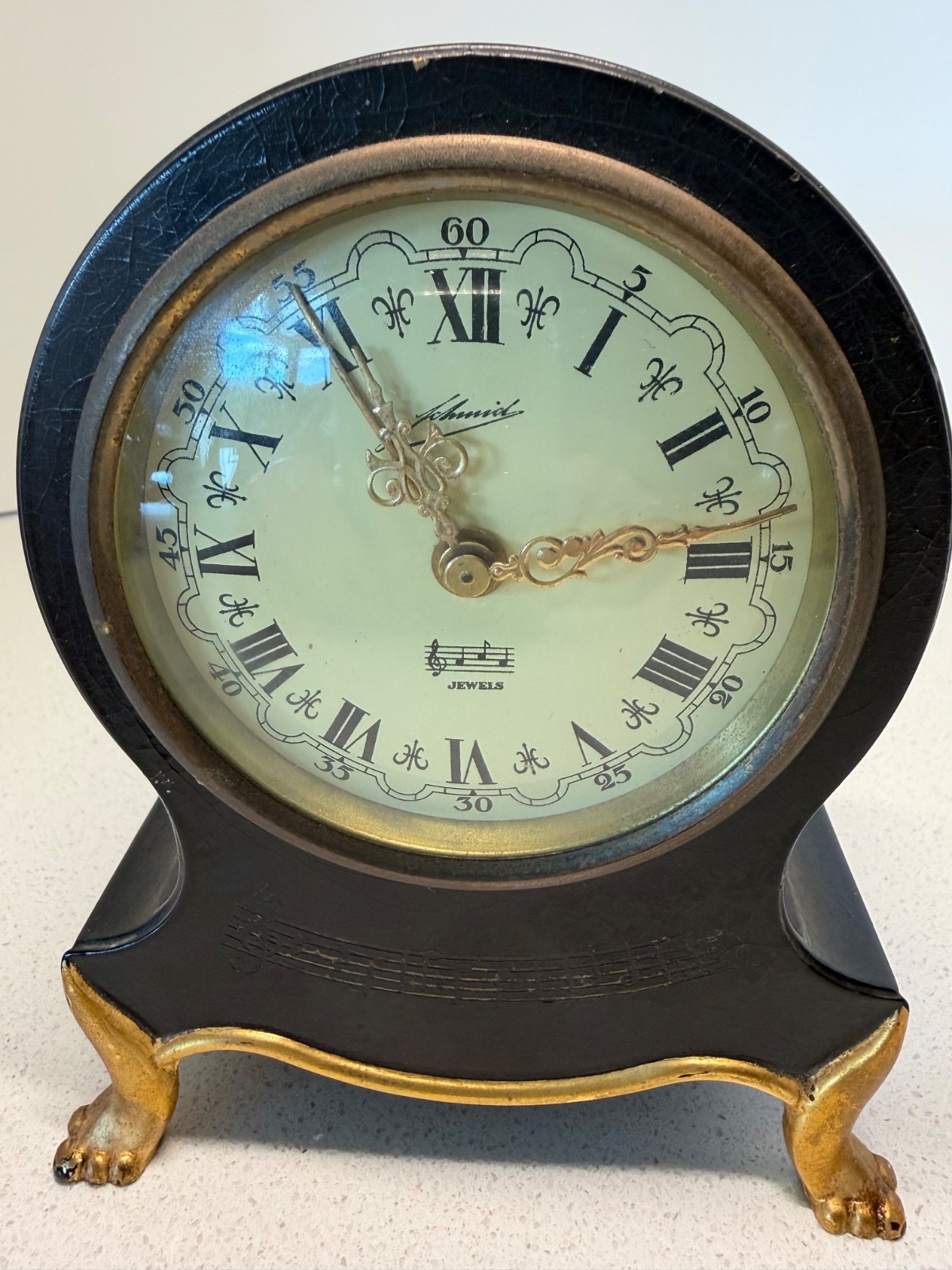 VINTAGE SCHMID MINATURE CLOCK W. GERMANY WITH MUSIC MOVEMENT