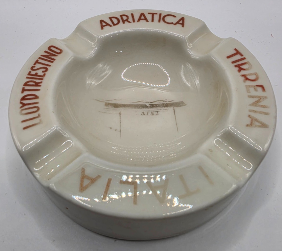 Vintage Italian Shipping Lines Ashtray Verbano Laveno Lloyd Tirrenia Adriatica