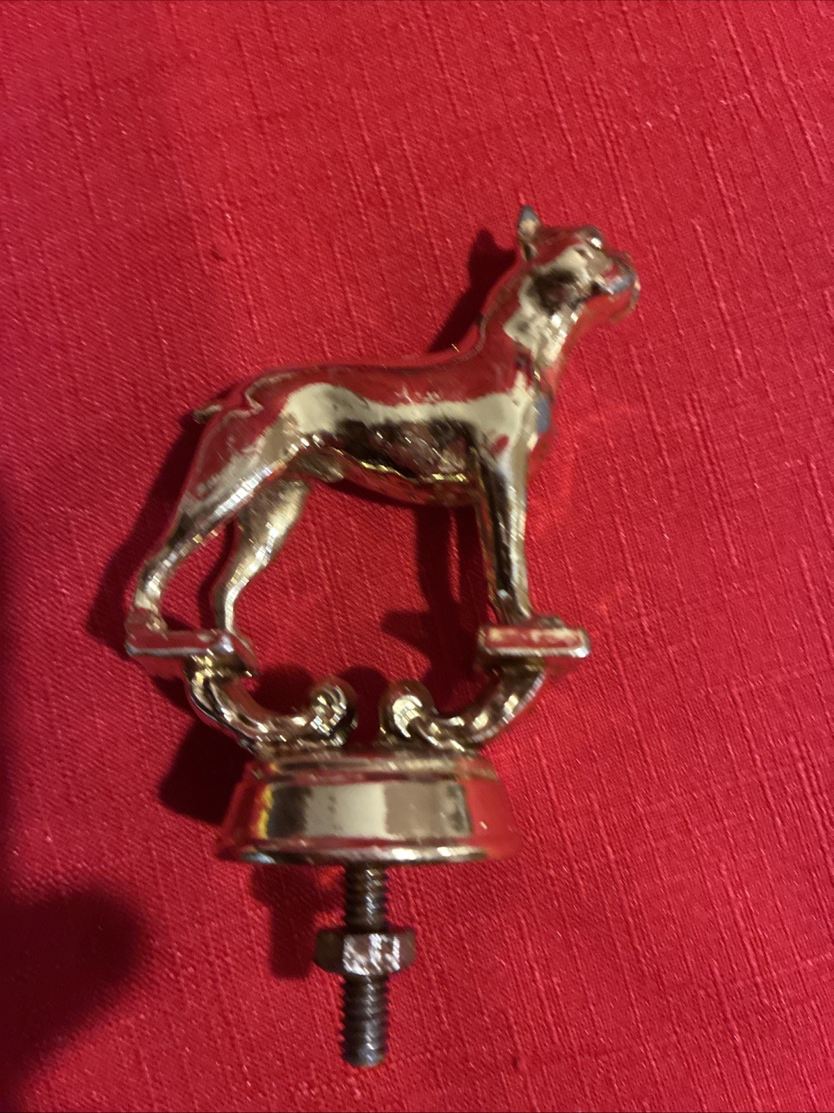 Vintage Boston Terrier Metal Trophy Topper Heavy Gold Tone
