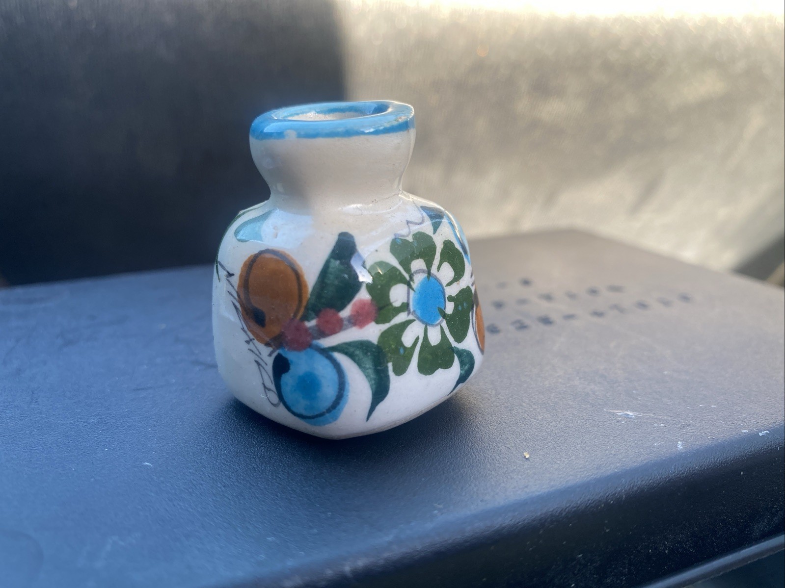 Vintage Mini Vase Art Pottery Hand painted Tonala Mexico