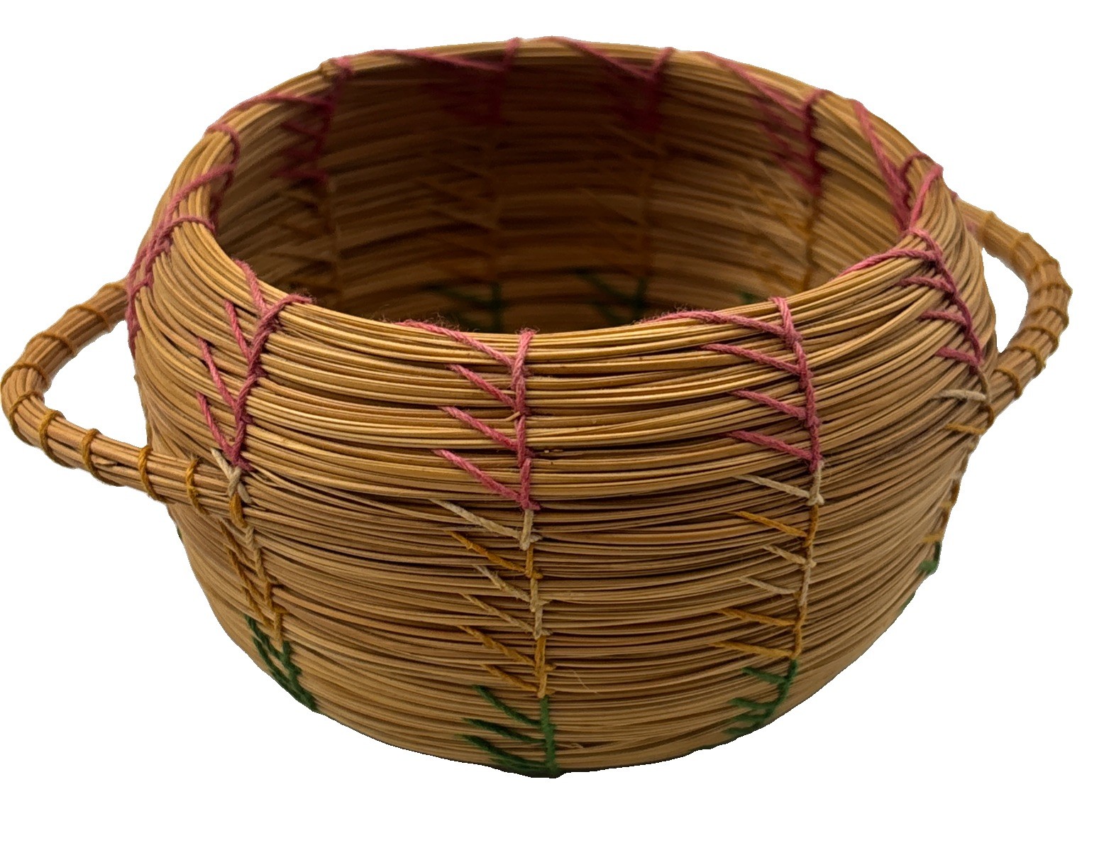 Vintage Native American Indian Coil Woven Pine Needle Basket