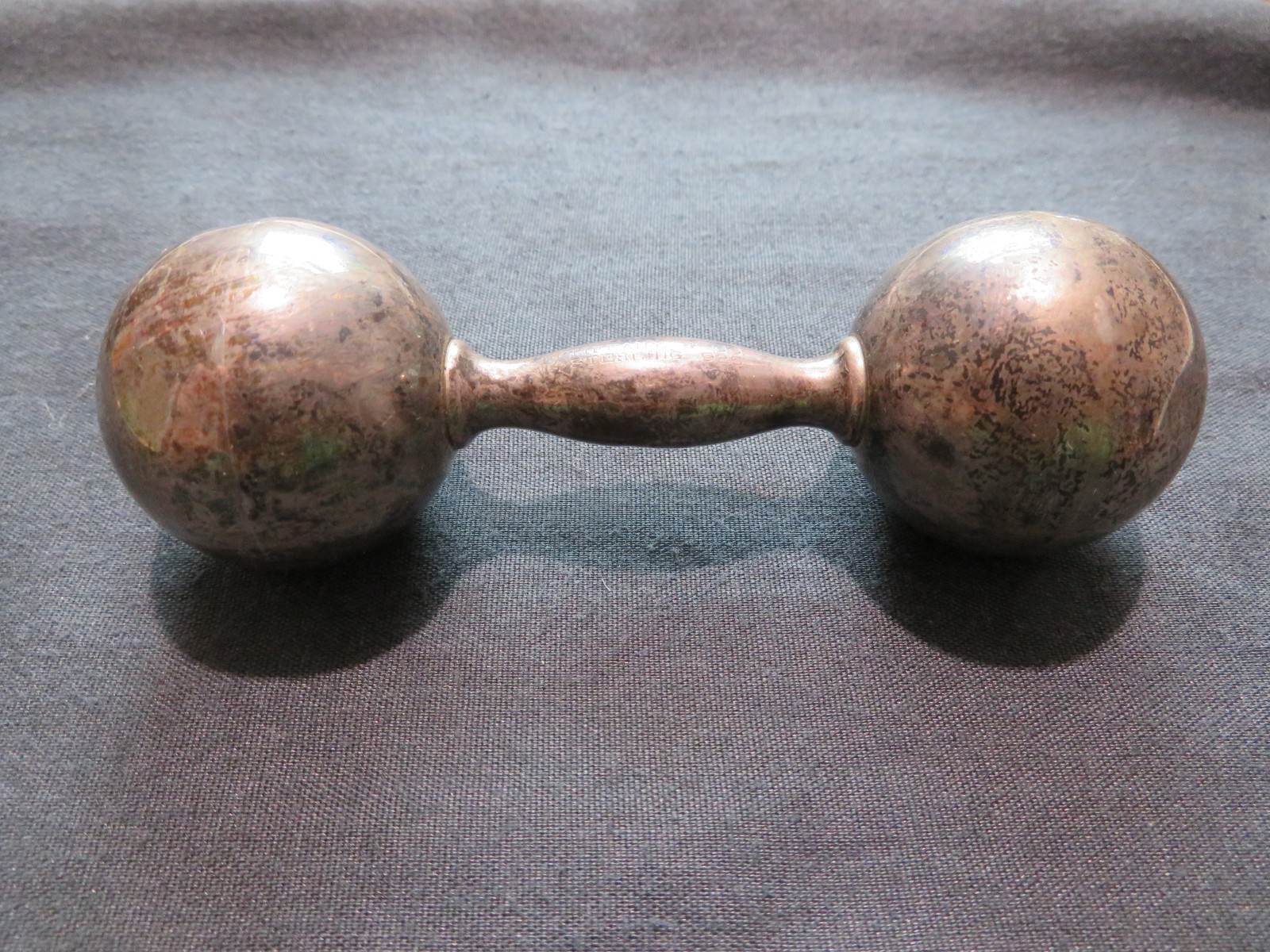 Vintage 1992 Tiffany .925 Sterling Silver Baby Rattle - DENTED/TARNISHED, 52.8g