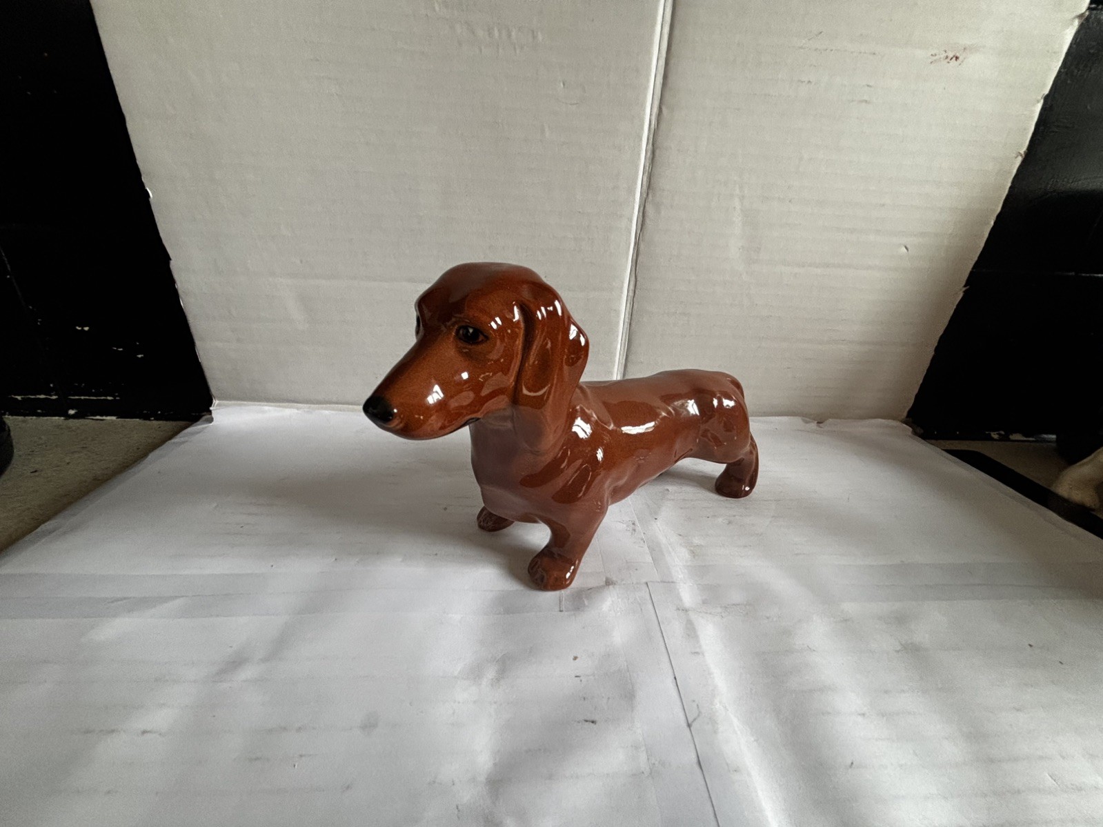 Vintage Beswick Dachshund Large Tan Brown Sausage Dog Figurine Mid Century Retro