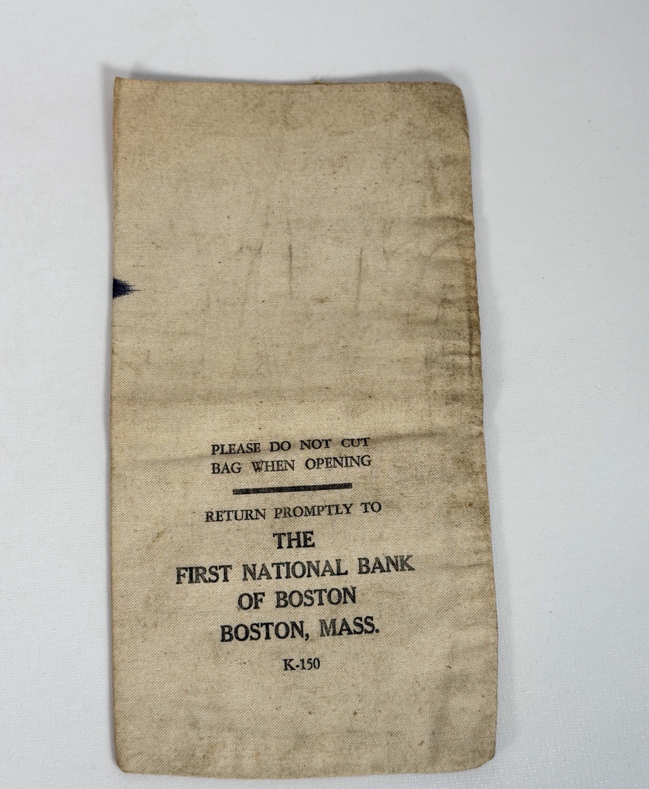 VTG First National Bank of Boston Canvas Deposit Bag K-150 Mid-Century Americana