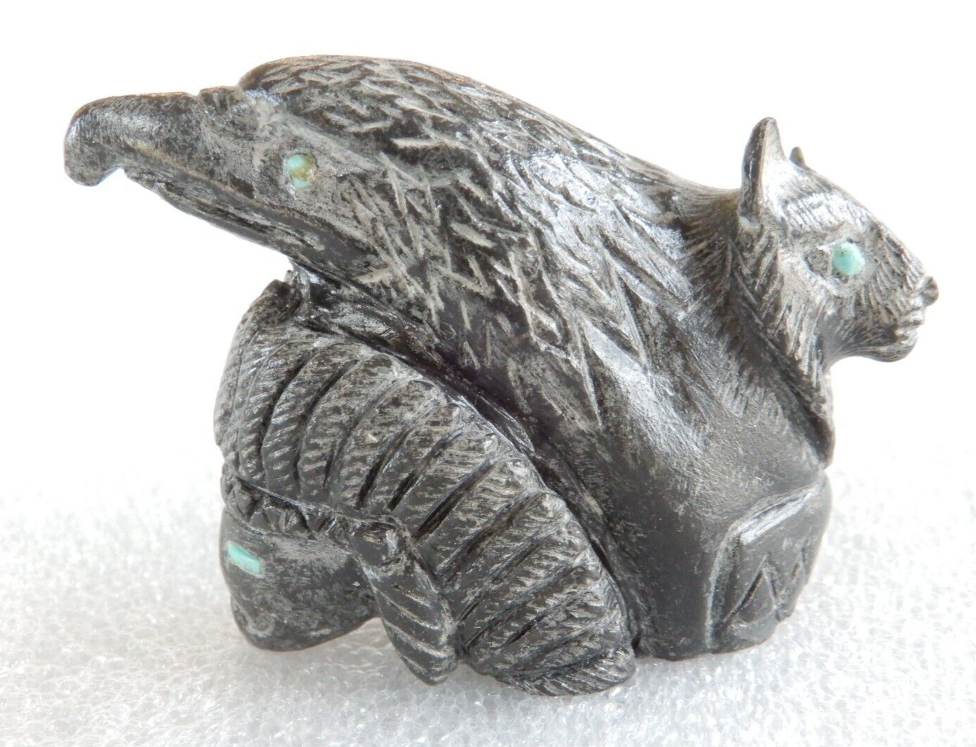 Wildcat, Eagle + Chief Fetish by Dan Quam, Legendary Zuni Carver 2' T x 3
