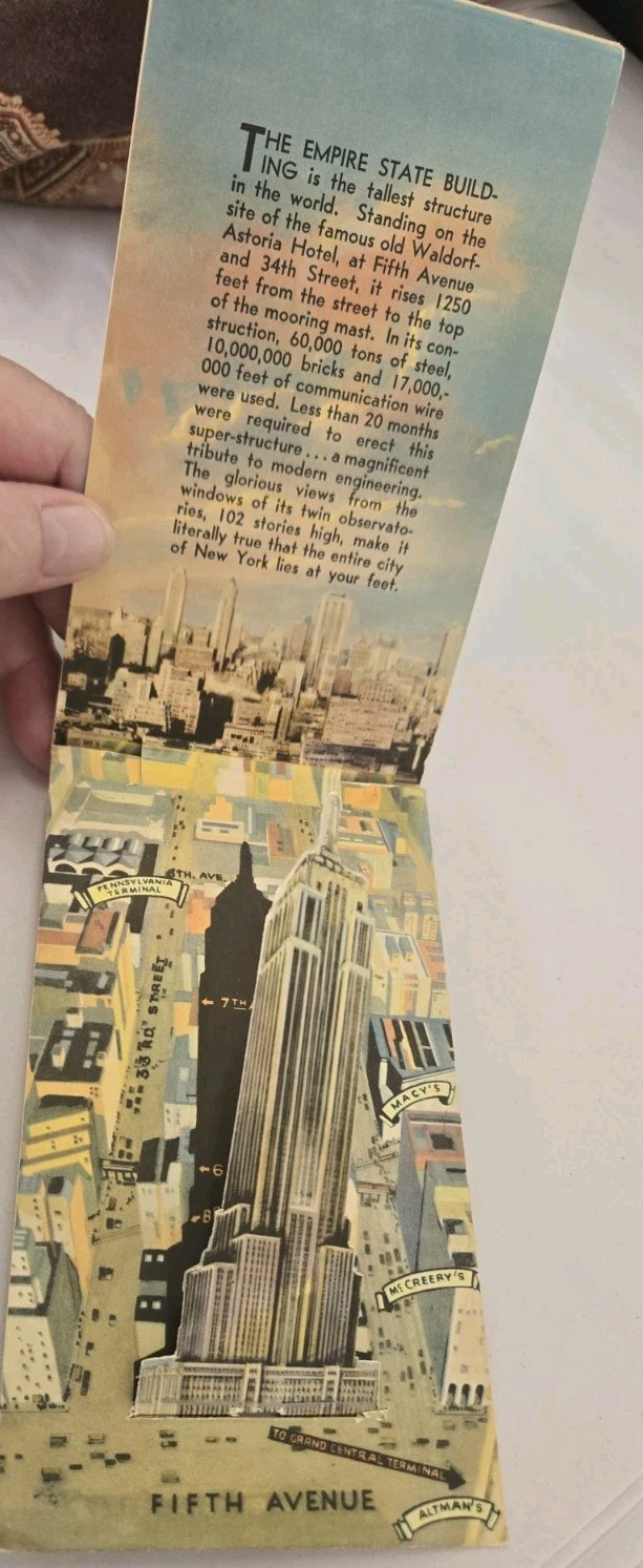 Rare 1931 Empire State Building Pop-up Unused Postcard By Sherwin Hass NY