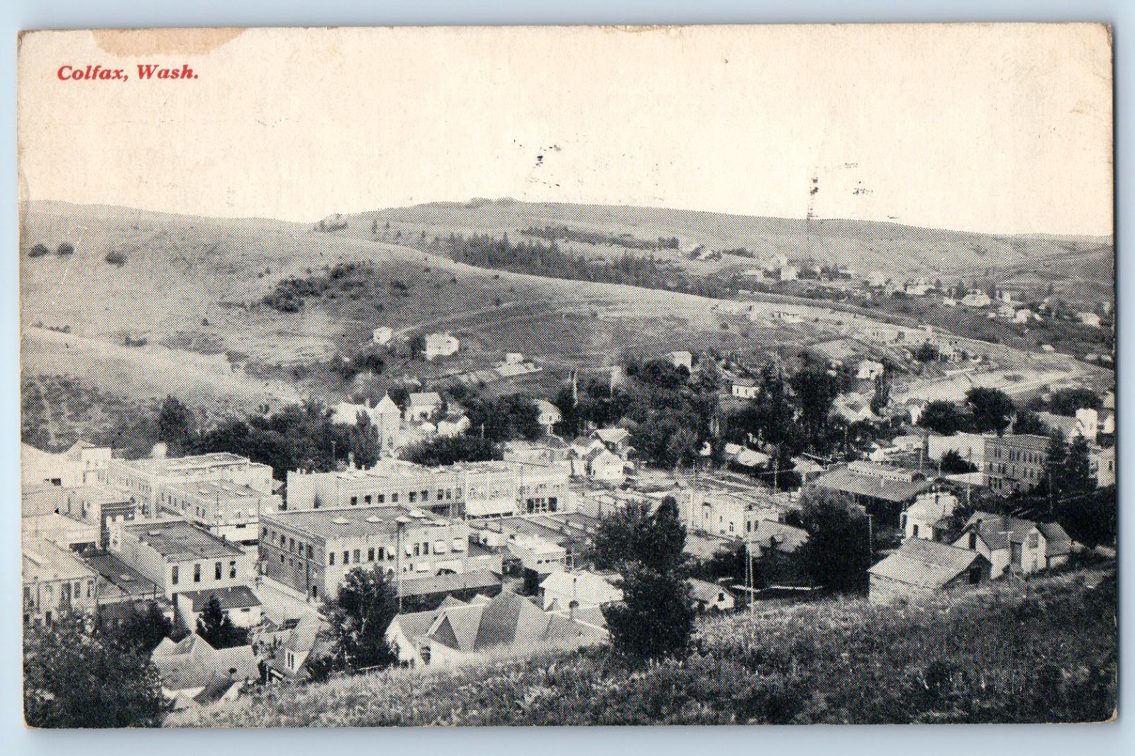 1920 Bird\'s Eye View Of Colfax Washington WA Posted Vintage Postcard