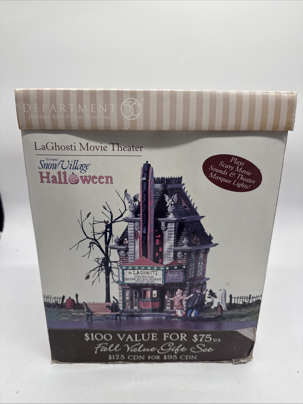 Dept 56 LaGhosti Movie Theater 55374 Halloween Village Tested New Open Box